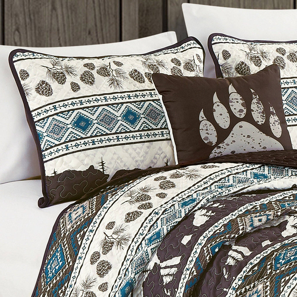 Southwestern Big Bear Aztec Quilt Coverlet - 5 Piece Set