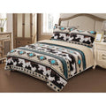 Southwestern Cowhide Trim Aztec Sherpa - 3 Piece Set