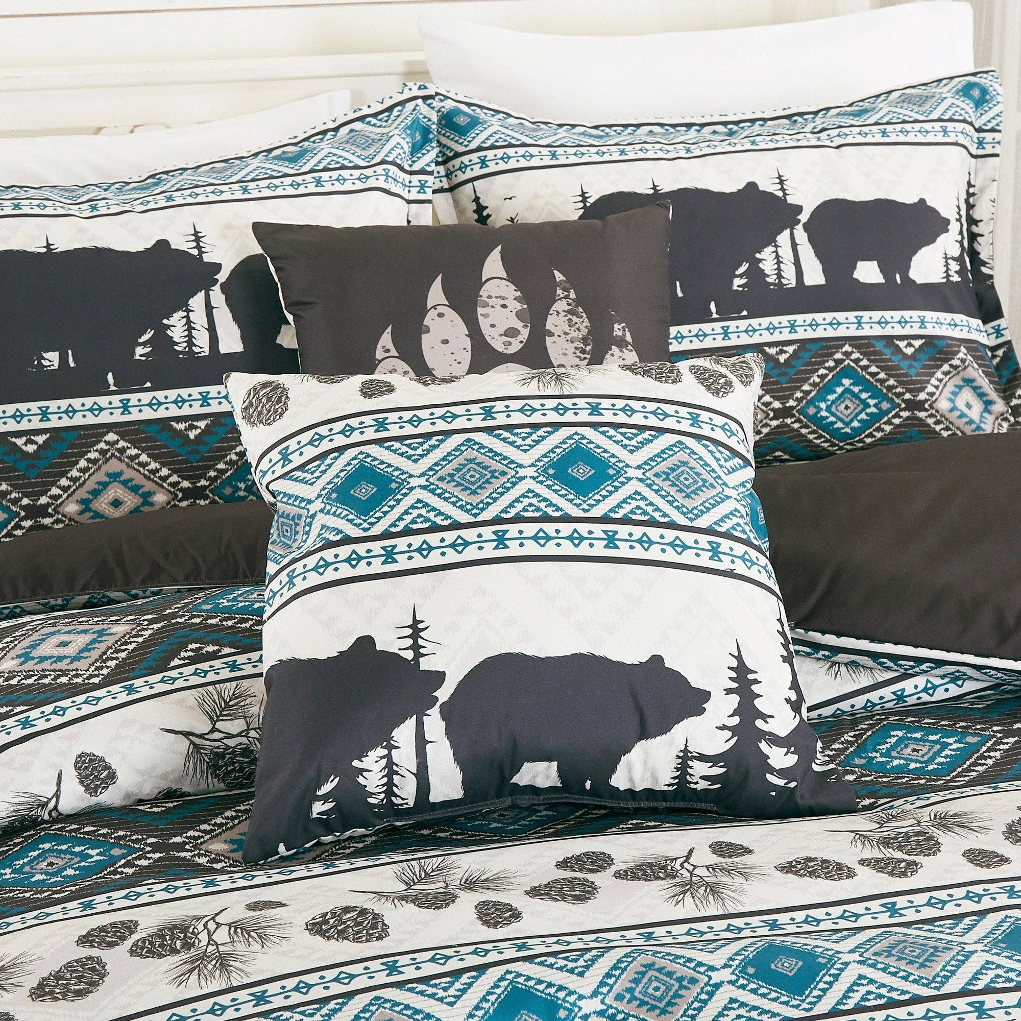 Big Bear Southwest Turquoise Aztec Comforter - 6 Piece Set