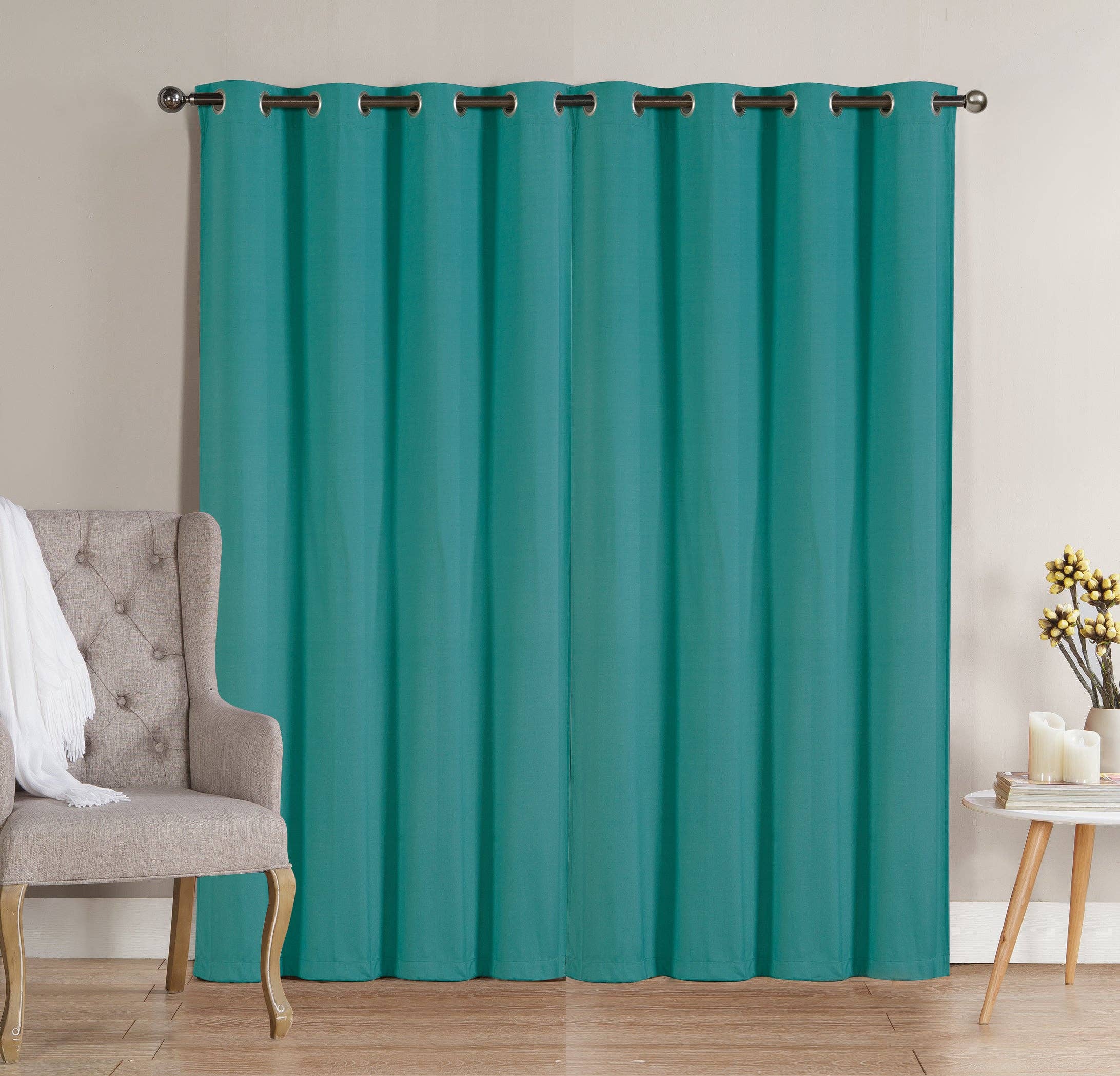 Solid Grommet Top Thermal Insulated Blackout Window Curtain