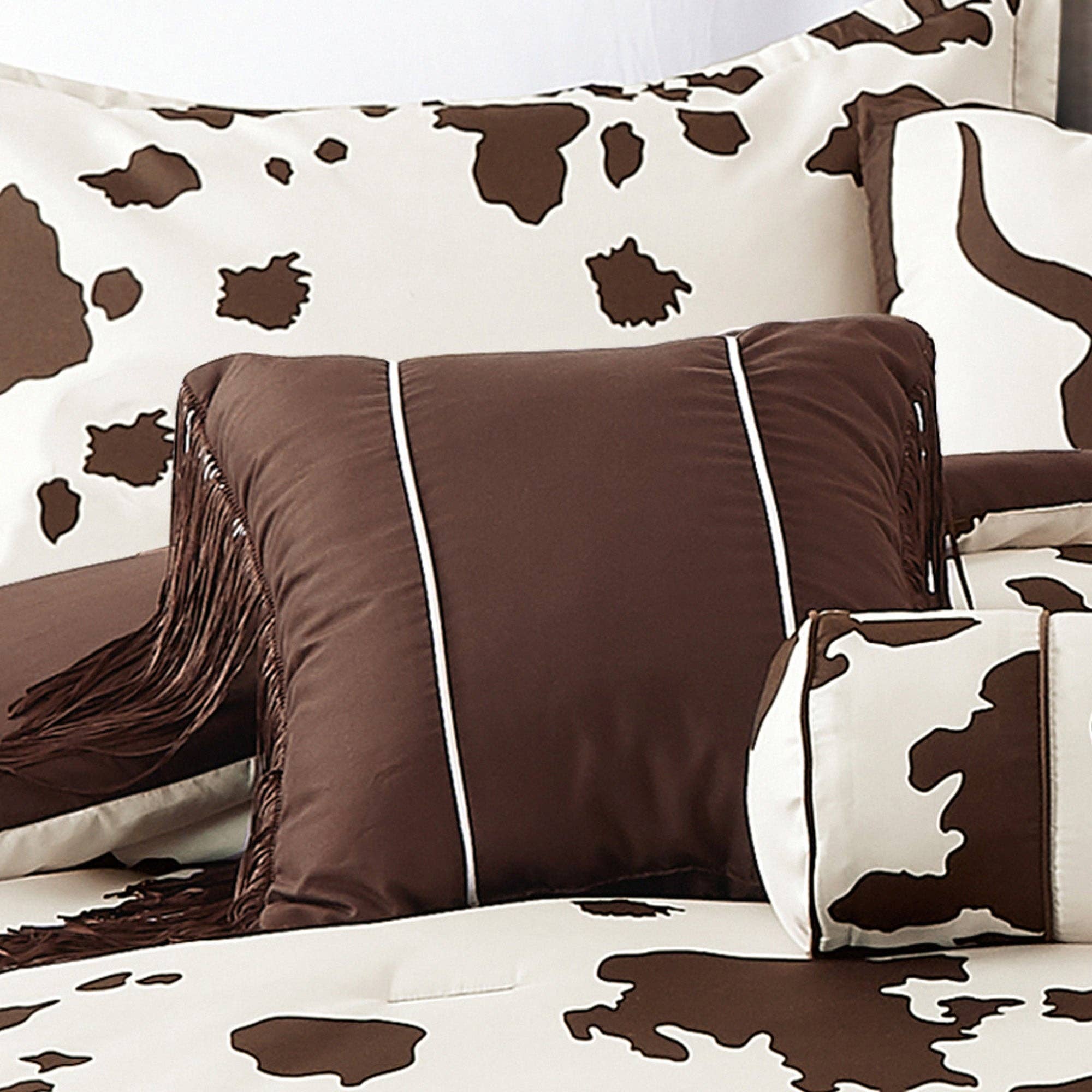 Rustic Cowhide Brown Cow Skull Comforter Set - 6 Piece Set
