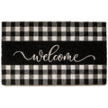 Black and White Check Welcome Coir Mat