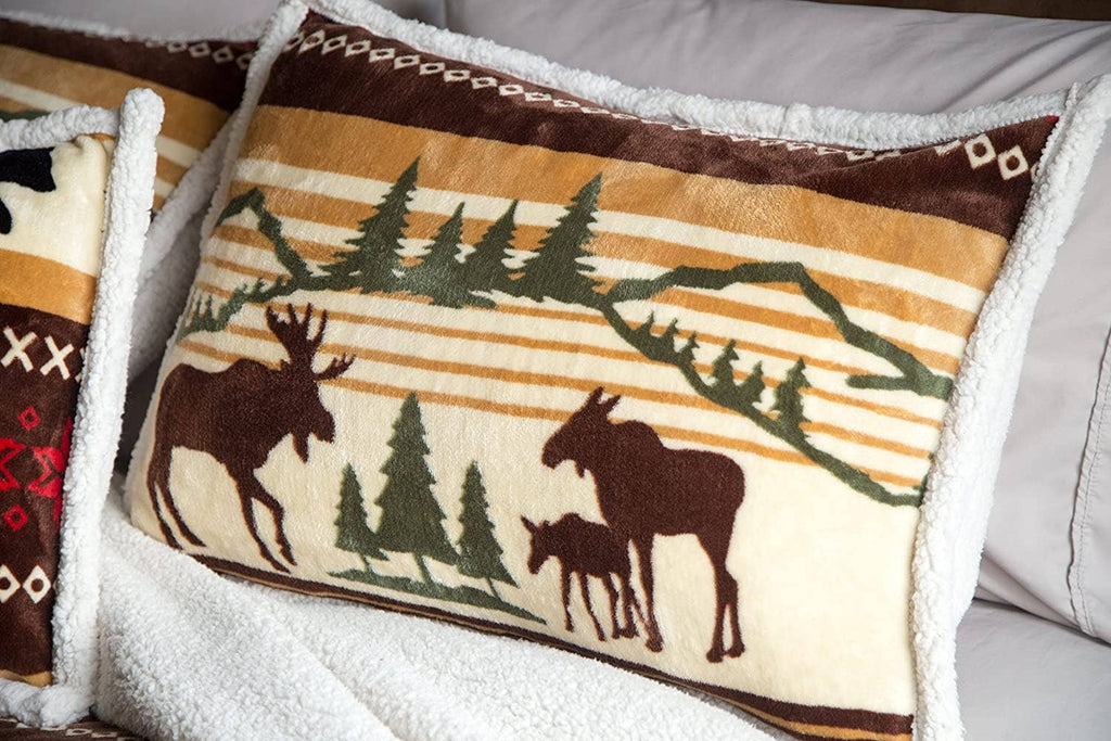 Hinterland Sherpa Plush Lodge Fleece Blanket - 3 Piece Set