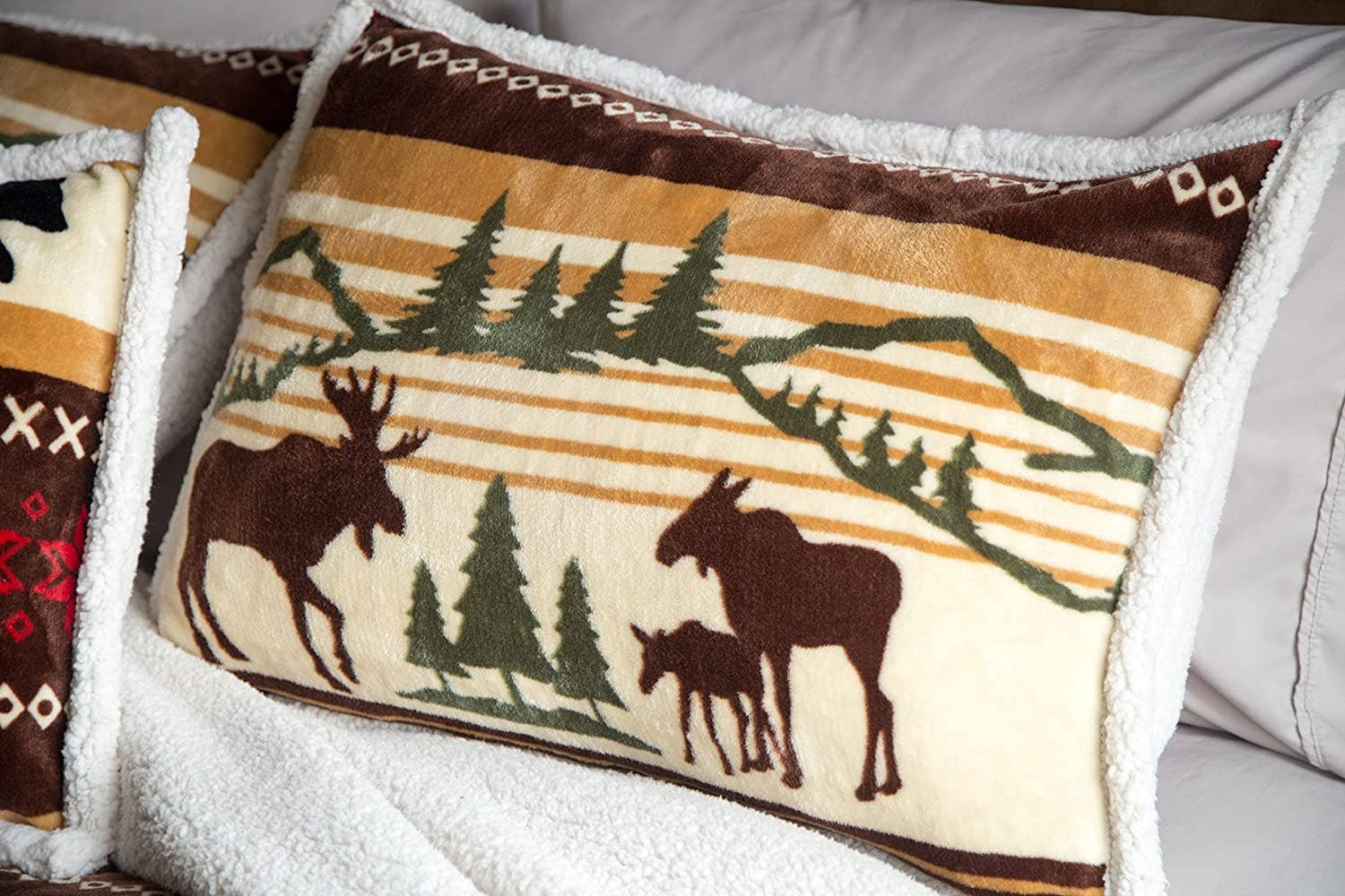 Hinterland Sherpa Plush Lodge Fleece Blanket - 3 Piece Set