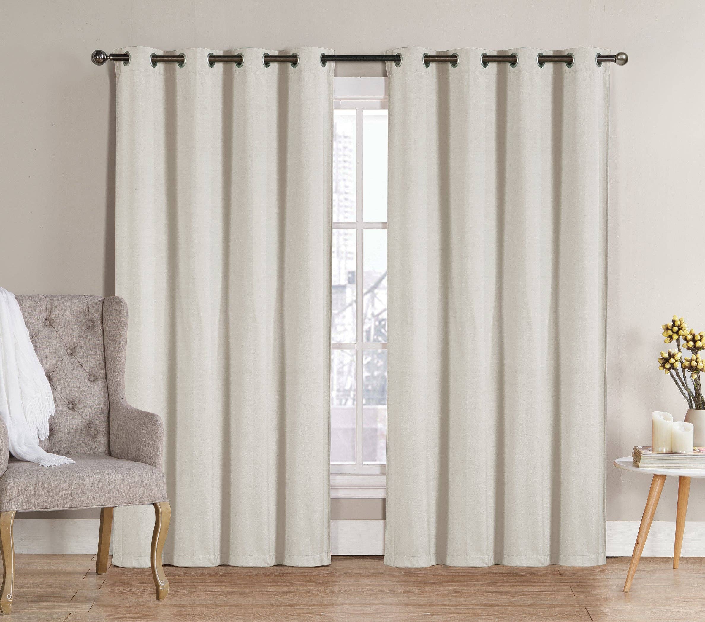 Solid Grommet Top Thermal Insulated Blackout Window Curtain