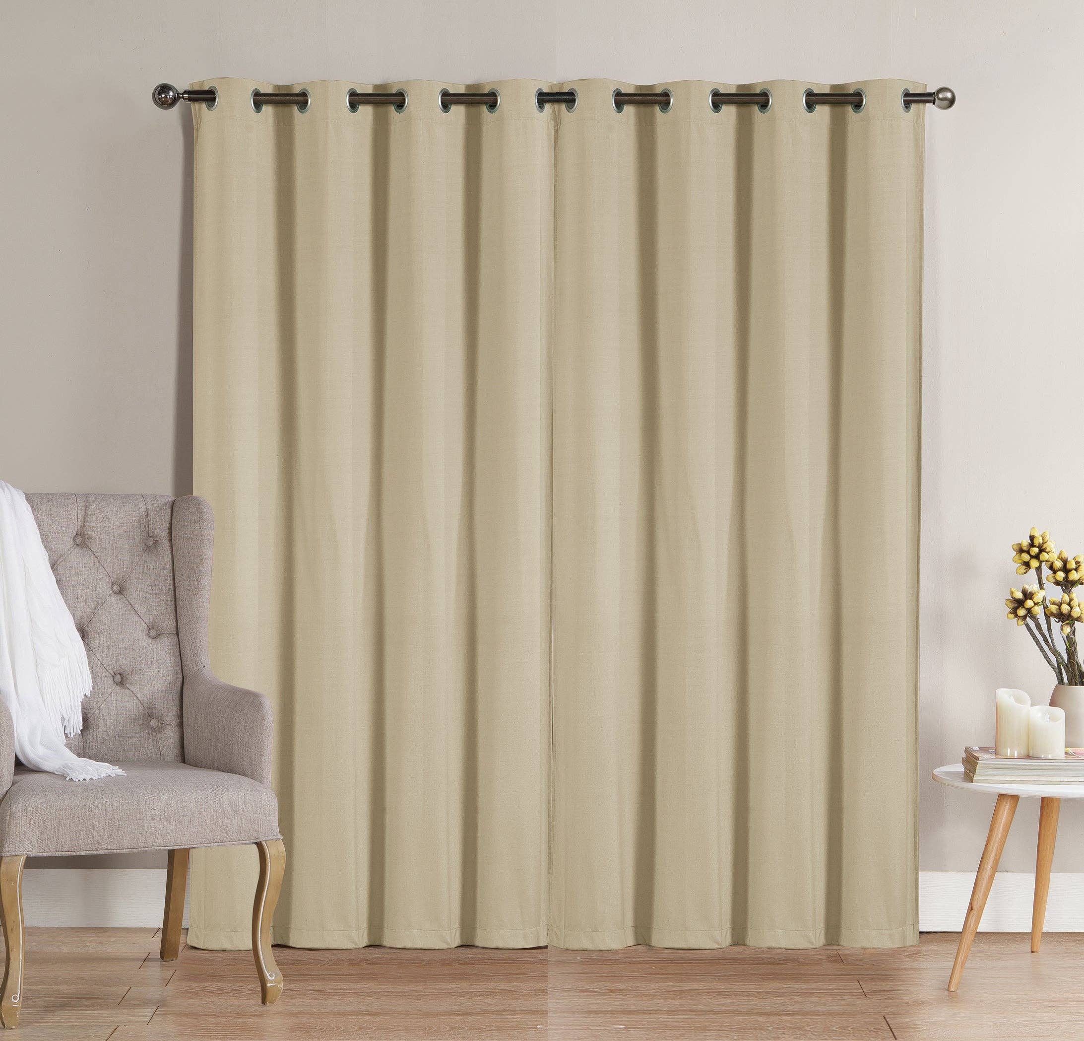 Solid Grommet Top Thermal Insulated Blackout Window Curtain