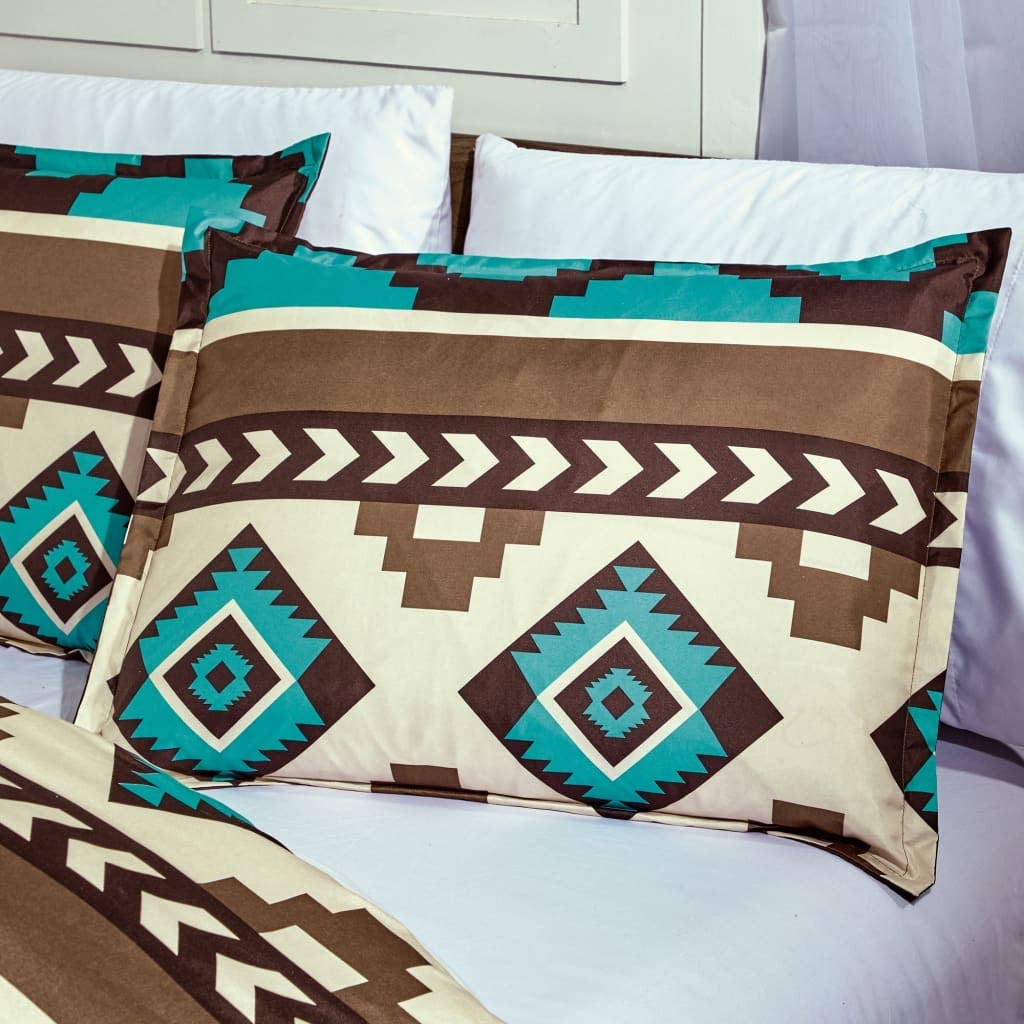 Southwest Navajo Turquoise Aztec Comforter - 6 Piece Set