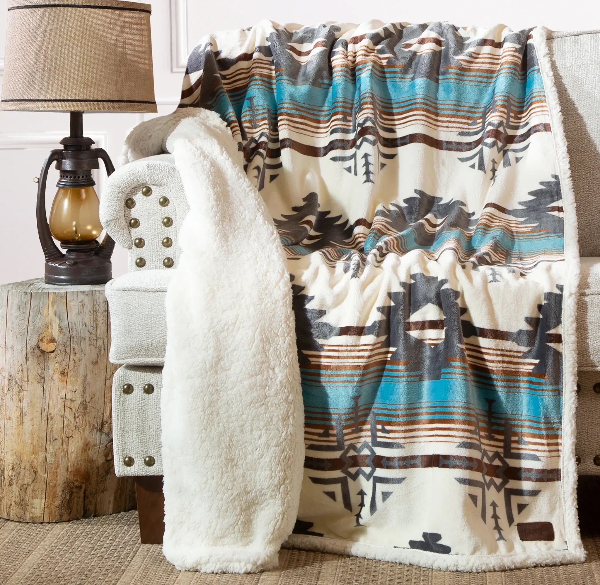 Wrangler Lone Mountain Sherpa Throw Blanket