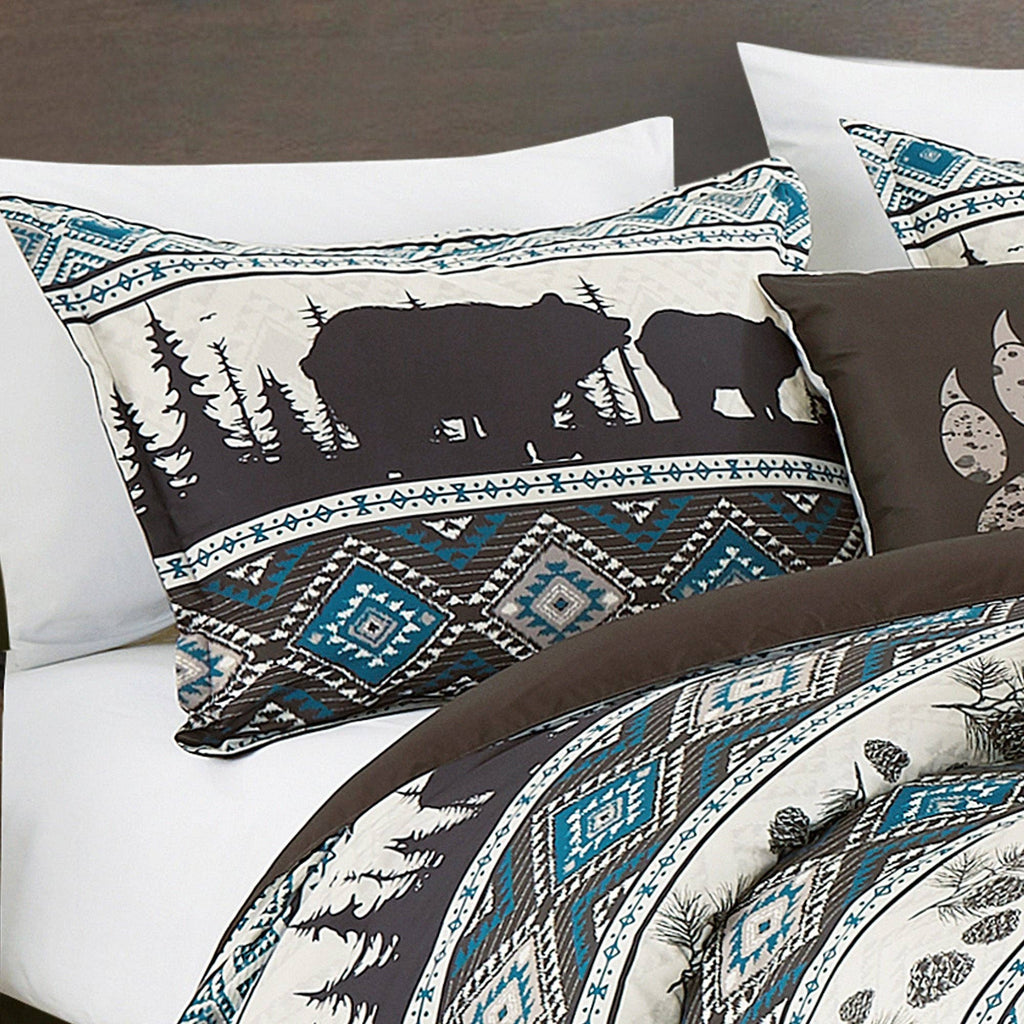 Big Bear Southwest Turquoise Aztec Comforter - 6 Piece Set