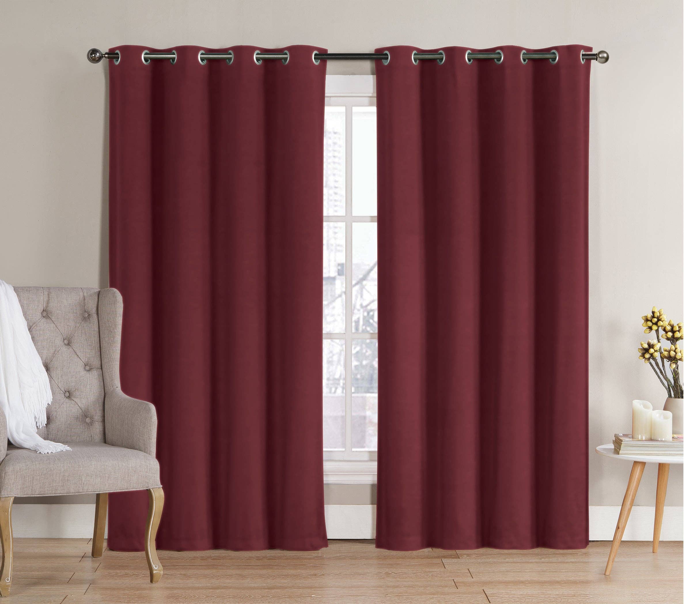 Solid Grommet Top Thermal Insulated Blackout Window Curtain