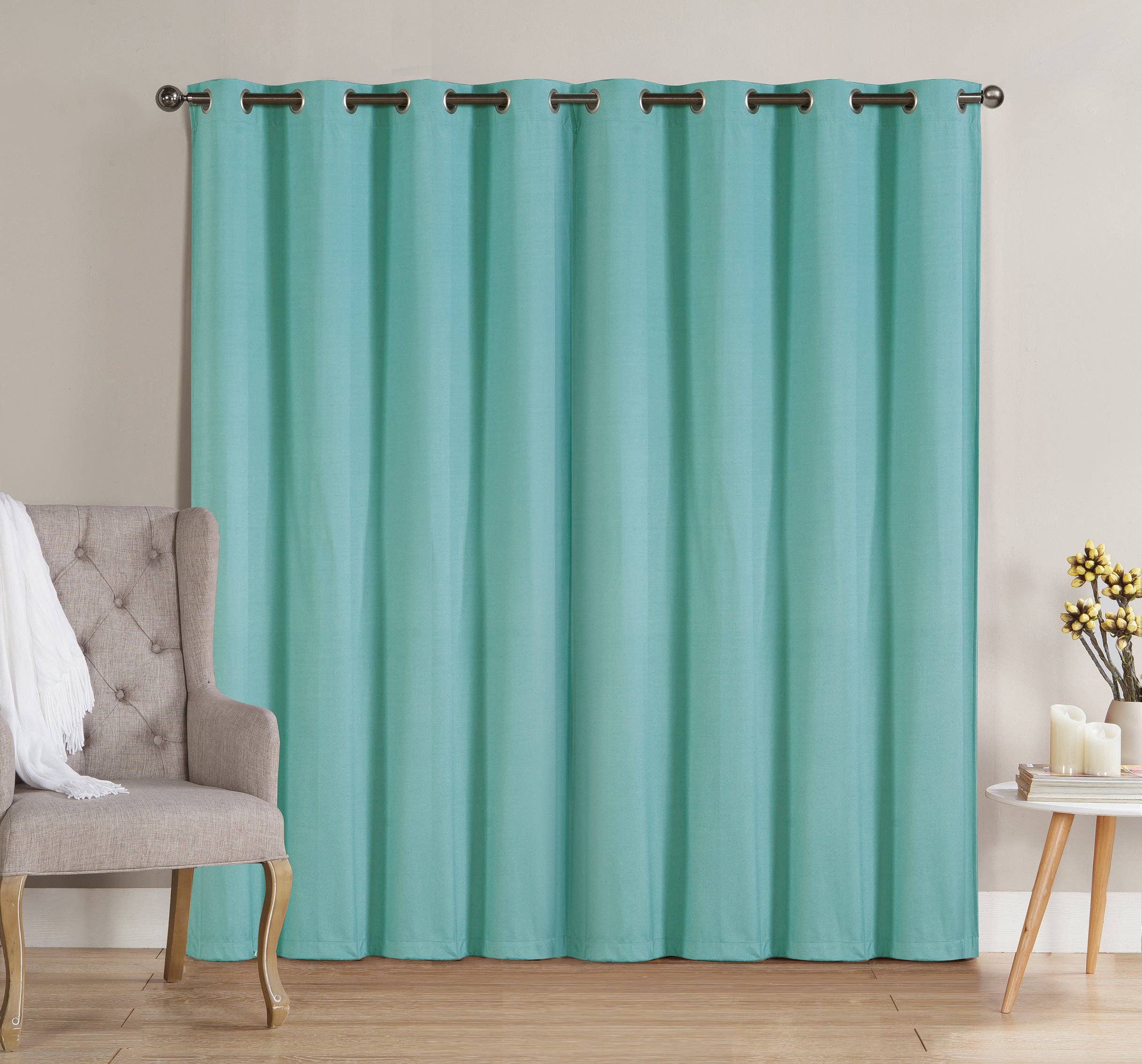 Solid Grommet Top Thermal Insulated Blackout Window Curtain