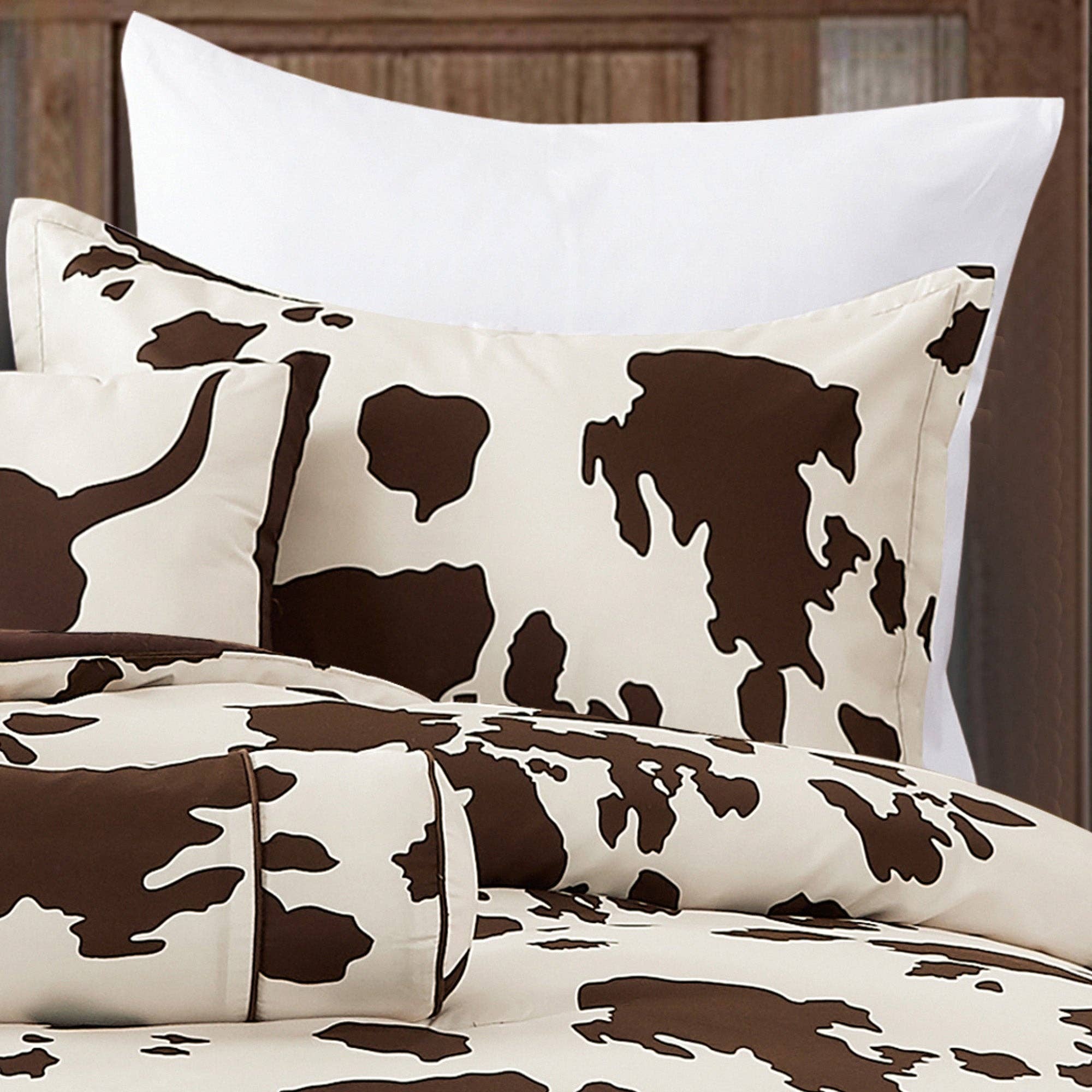 Rustic Cowhide Brown Cow Skull Comforter Set - 6 Piece Set