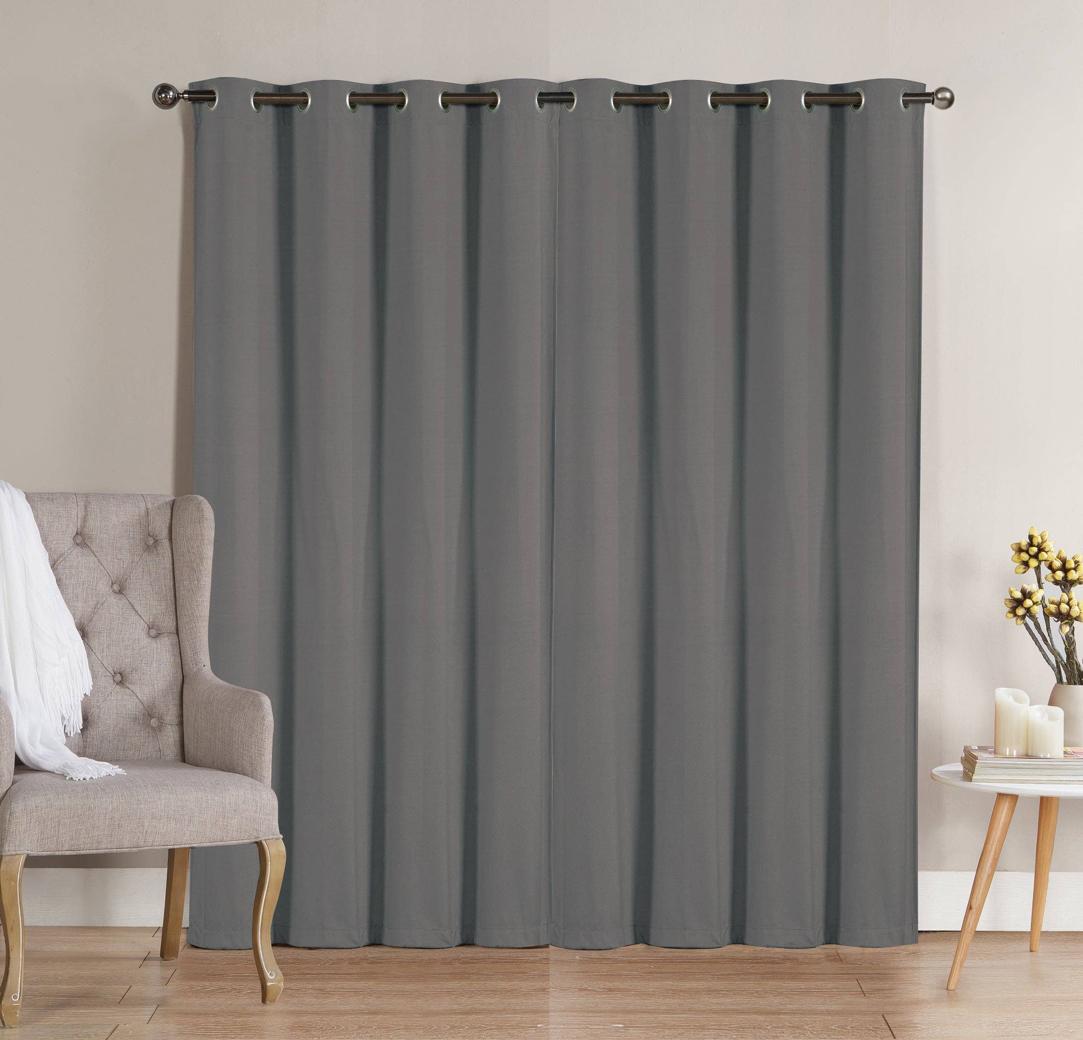 Solid Grommet Top Thermal Insulated Blackout Window Curtain