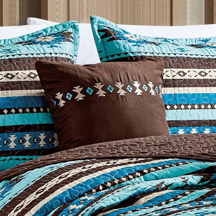 Southwest Turquoise Aztec Quilt - 5 Piece Set