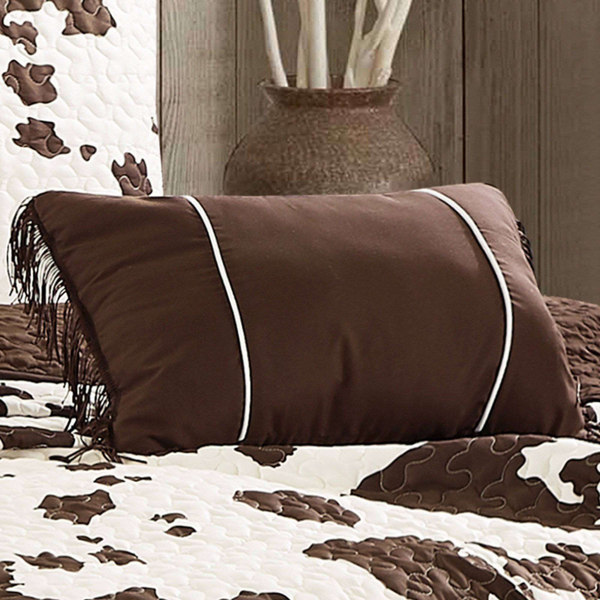 Rustic Cowhide Brown Cow Skull Quilt Set - 4 Piece Set