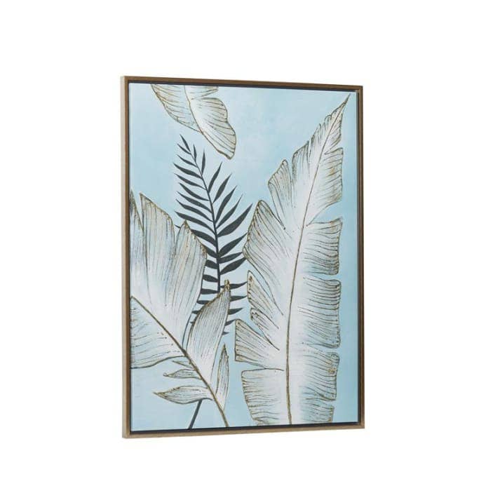 LEAF TROPICAL FRAMED CANVAS WITH GOLD FRAME