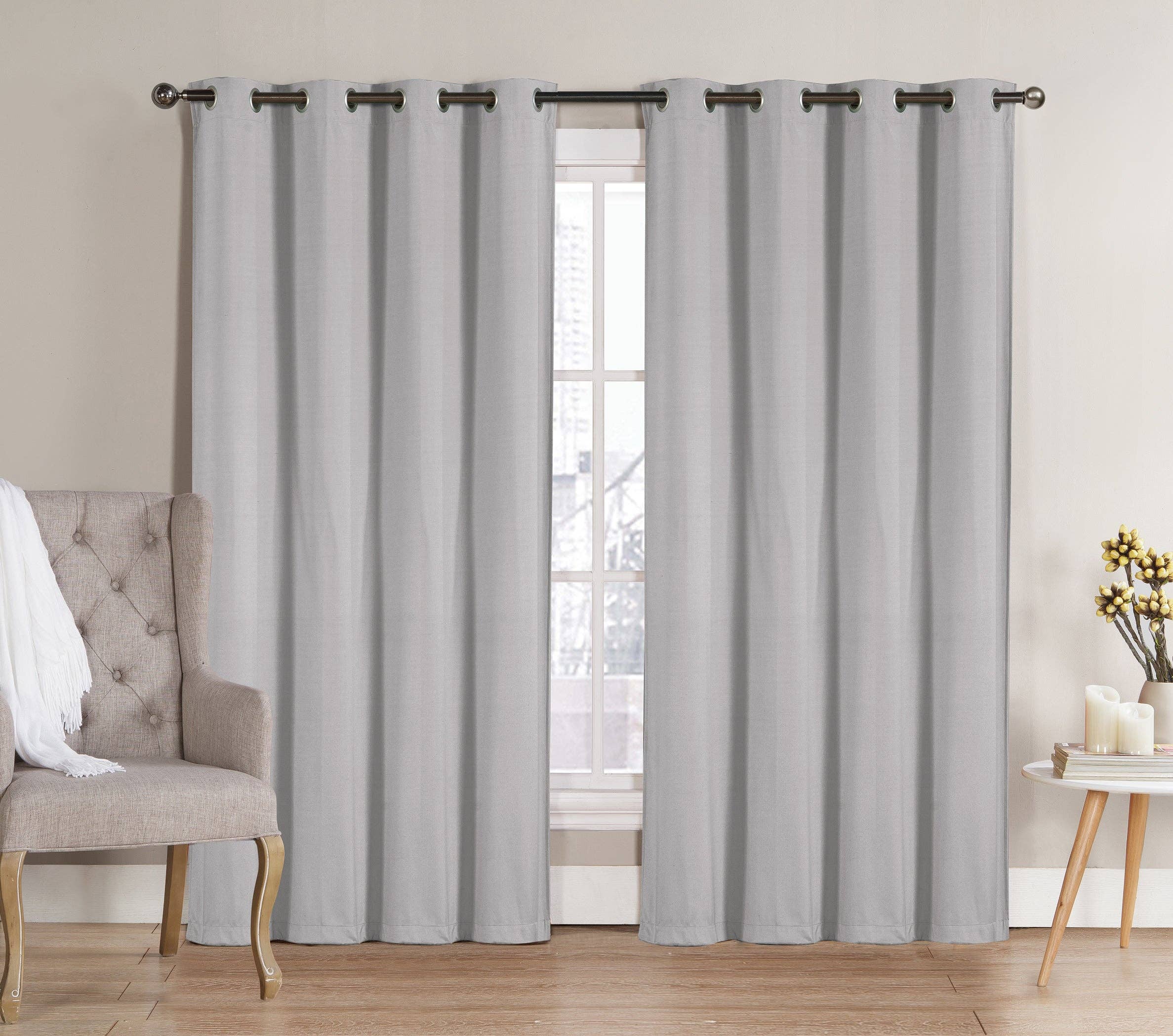Solid Grommet Top Thermal Insulated Blackout Window Curtain