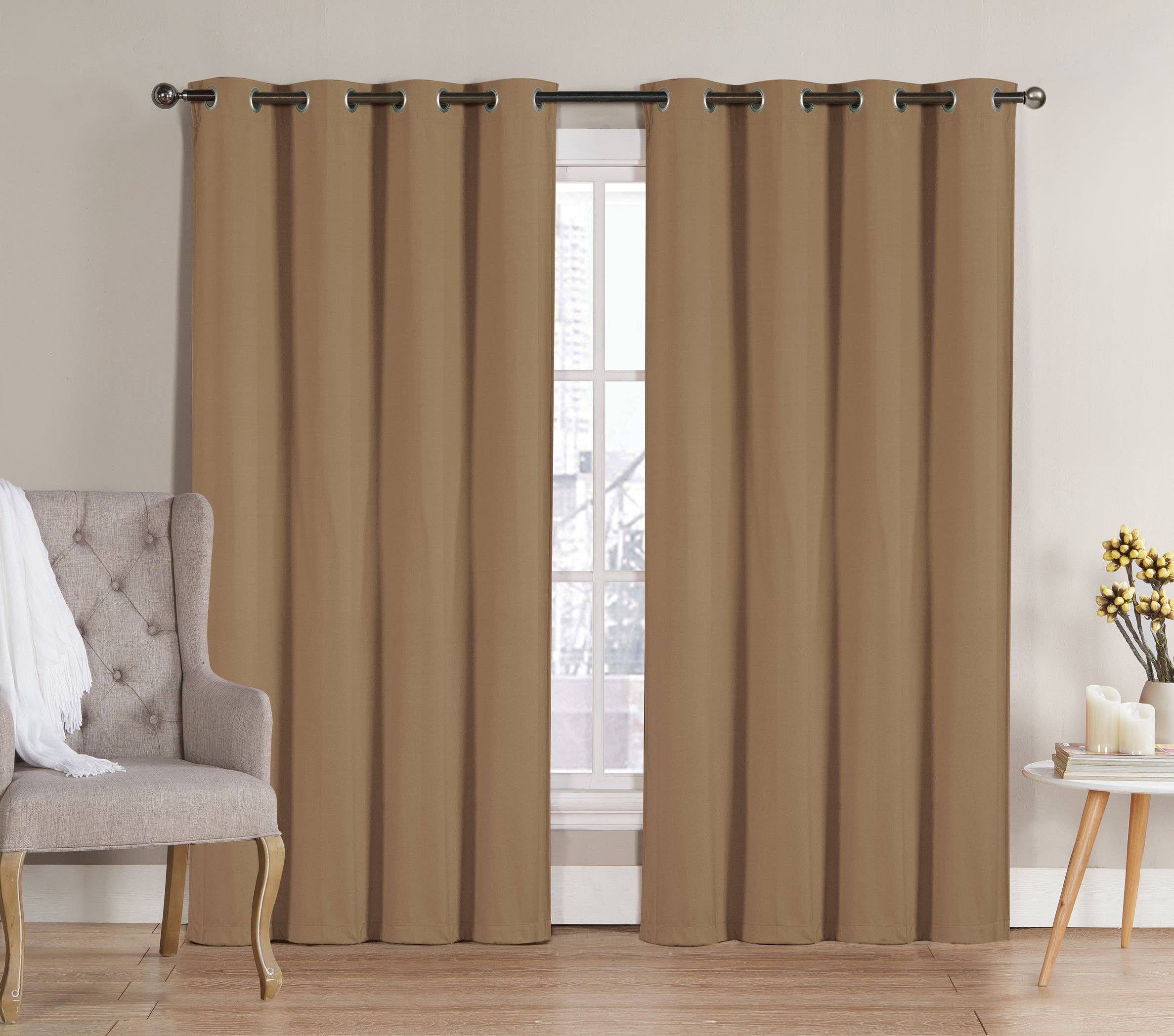Solid Grommet Top Thermal Insulated Blackout Window Curtain