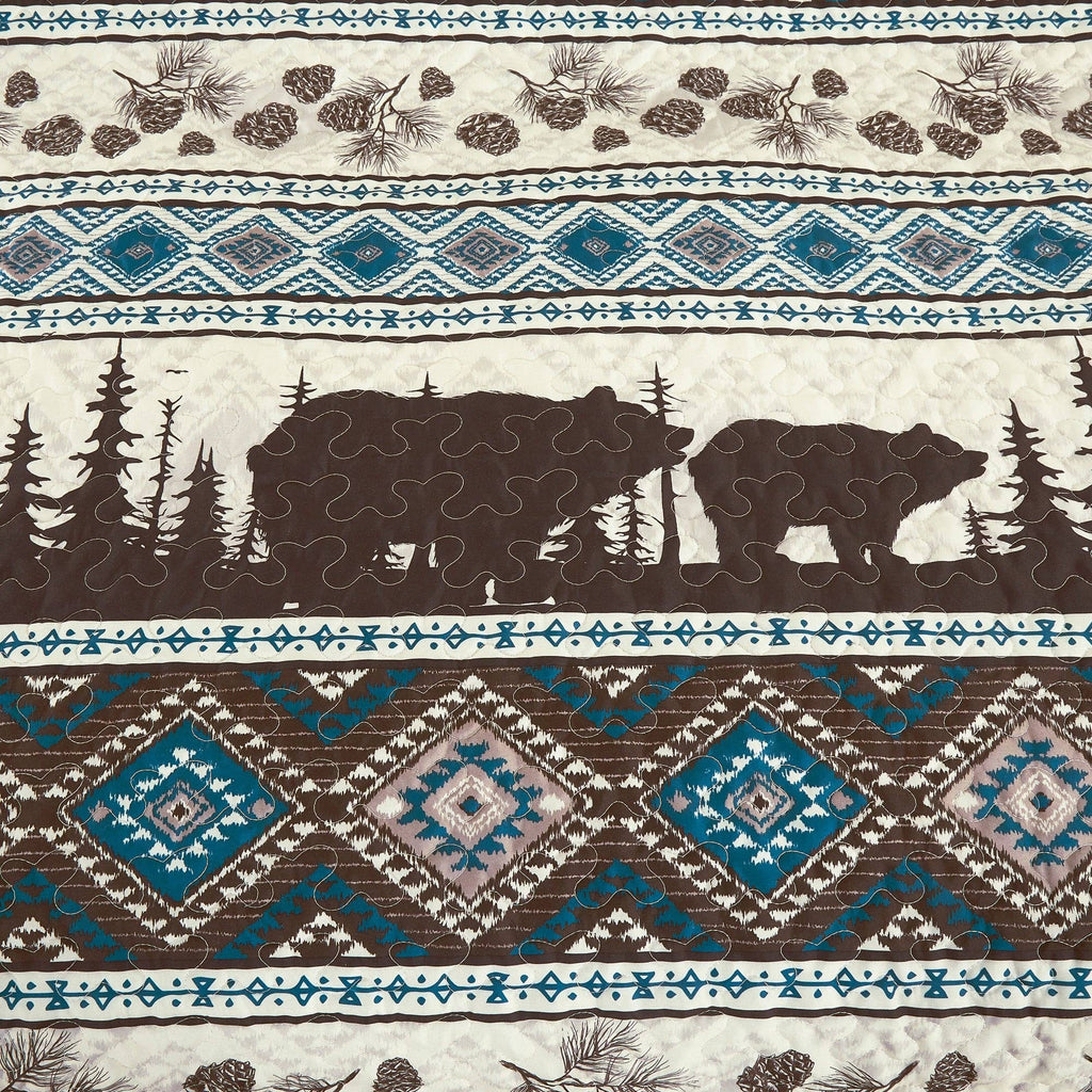 Southwestern Big Bear Aztec Quilt Coverlet - 5 Piece Set