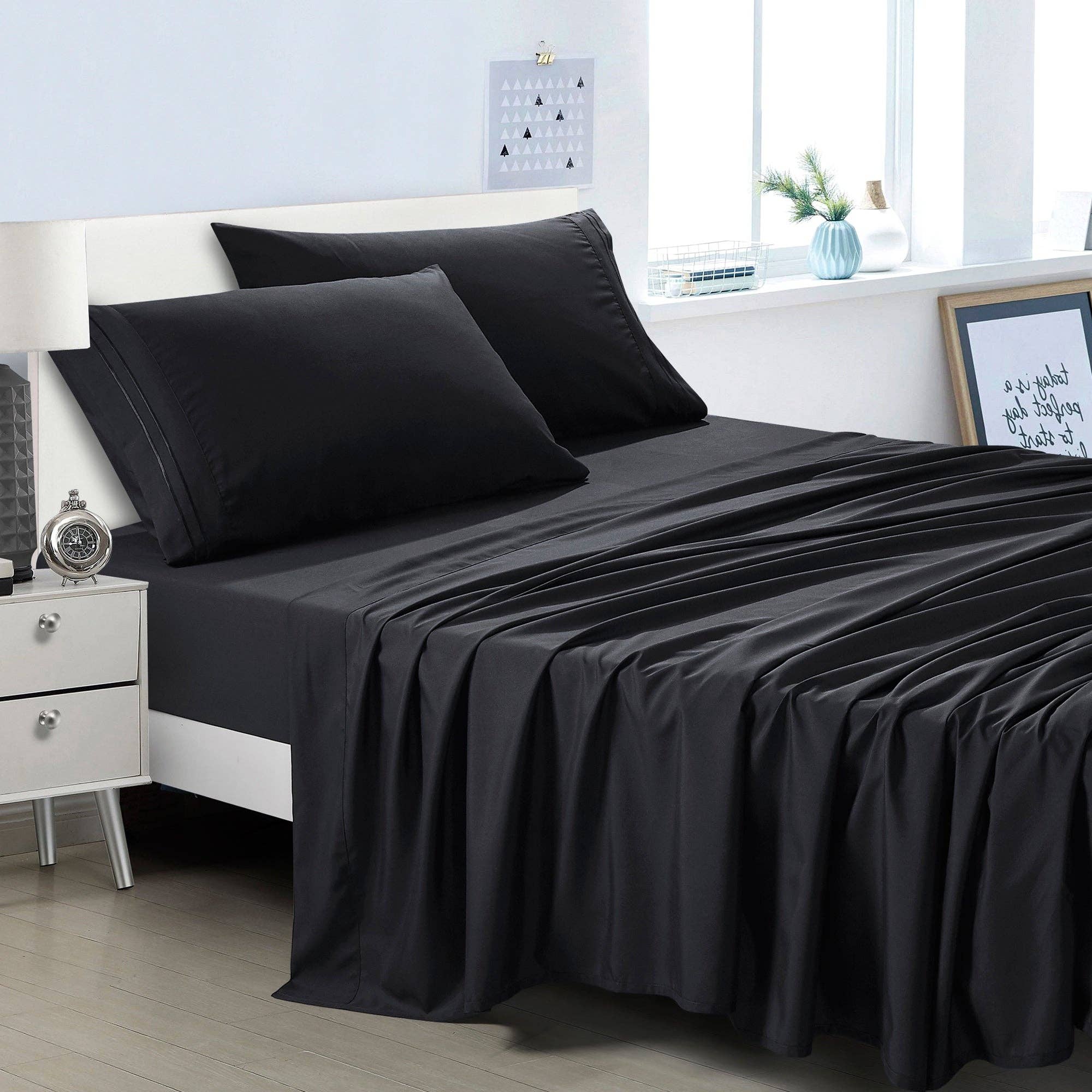 Soft Microfiber Deep Pocket Bed Sheets - 4 Piece Set