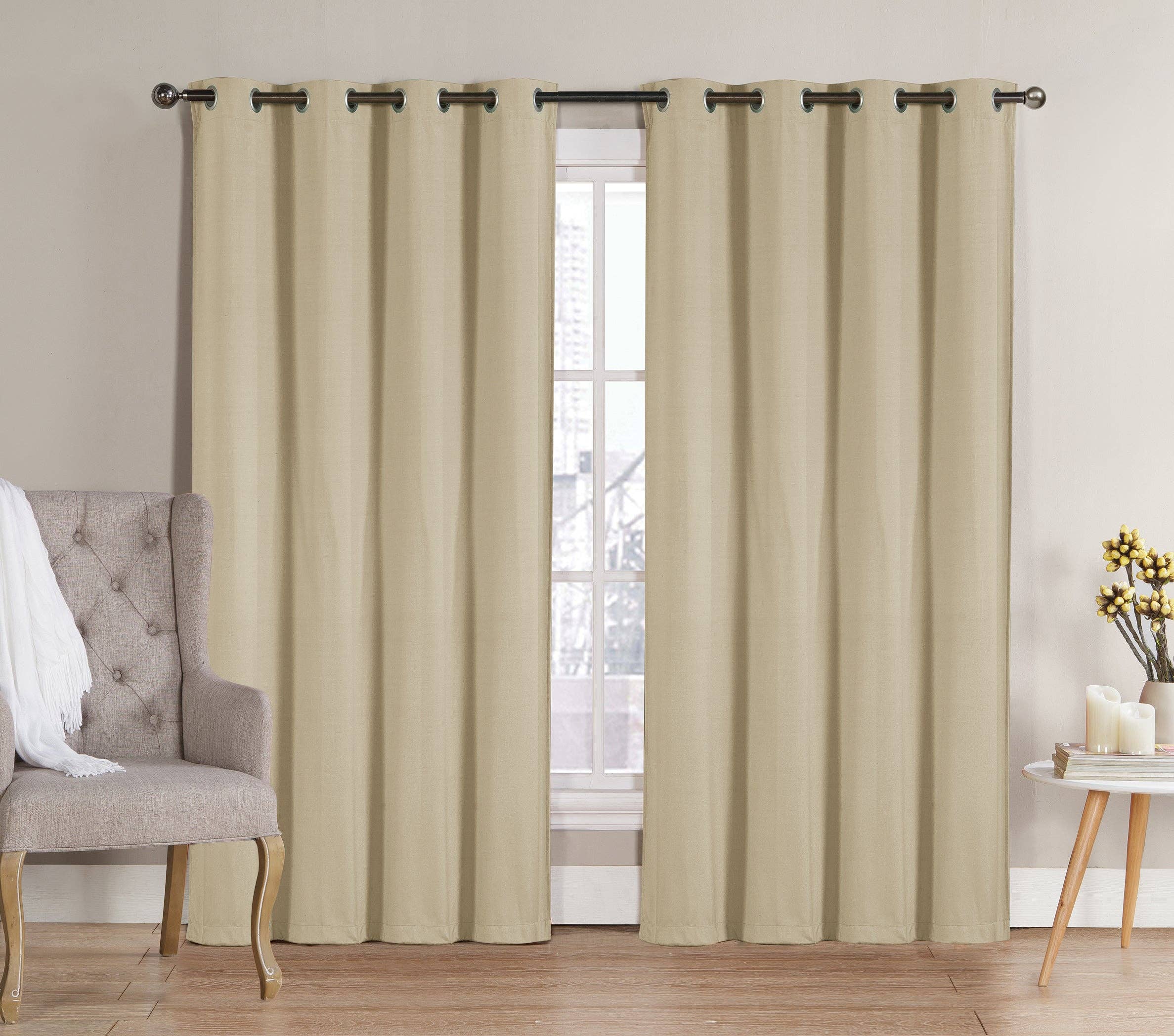 Solid Grommet Top Thermal Insulated Blackout Window Curtain