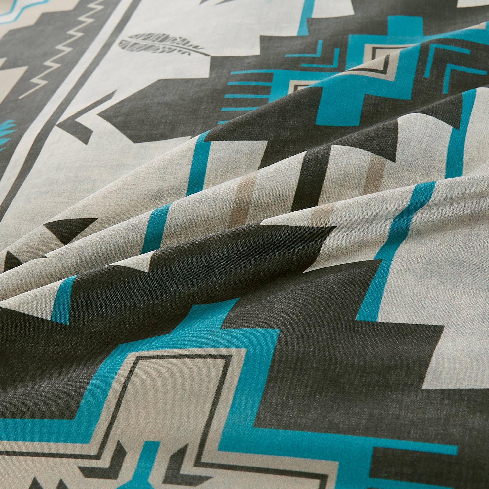 Southwestern Tan Navajo Turquoise Feather Aztec Comforter - 6 Piece Set