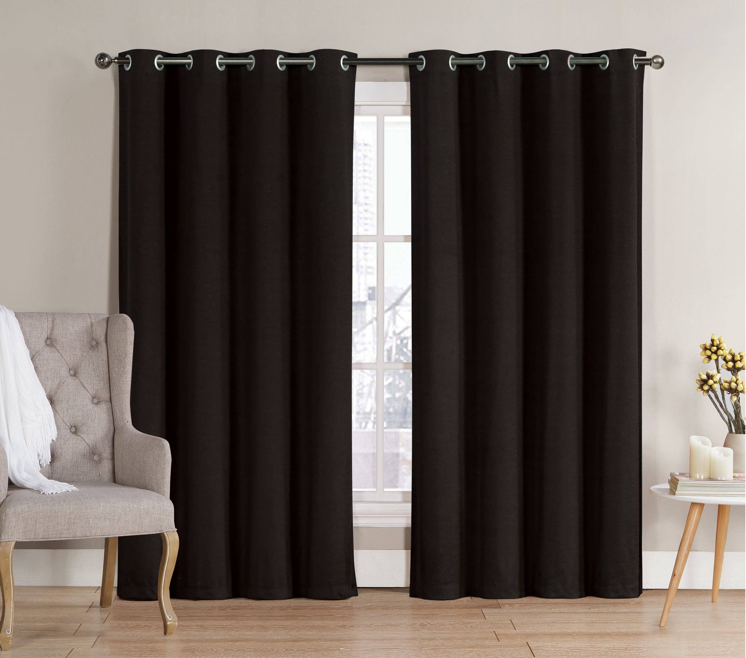 Solid Grommet Top Thermal Insulated Blackout Window Curtain