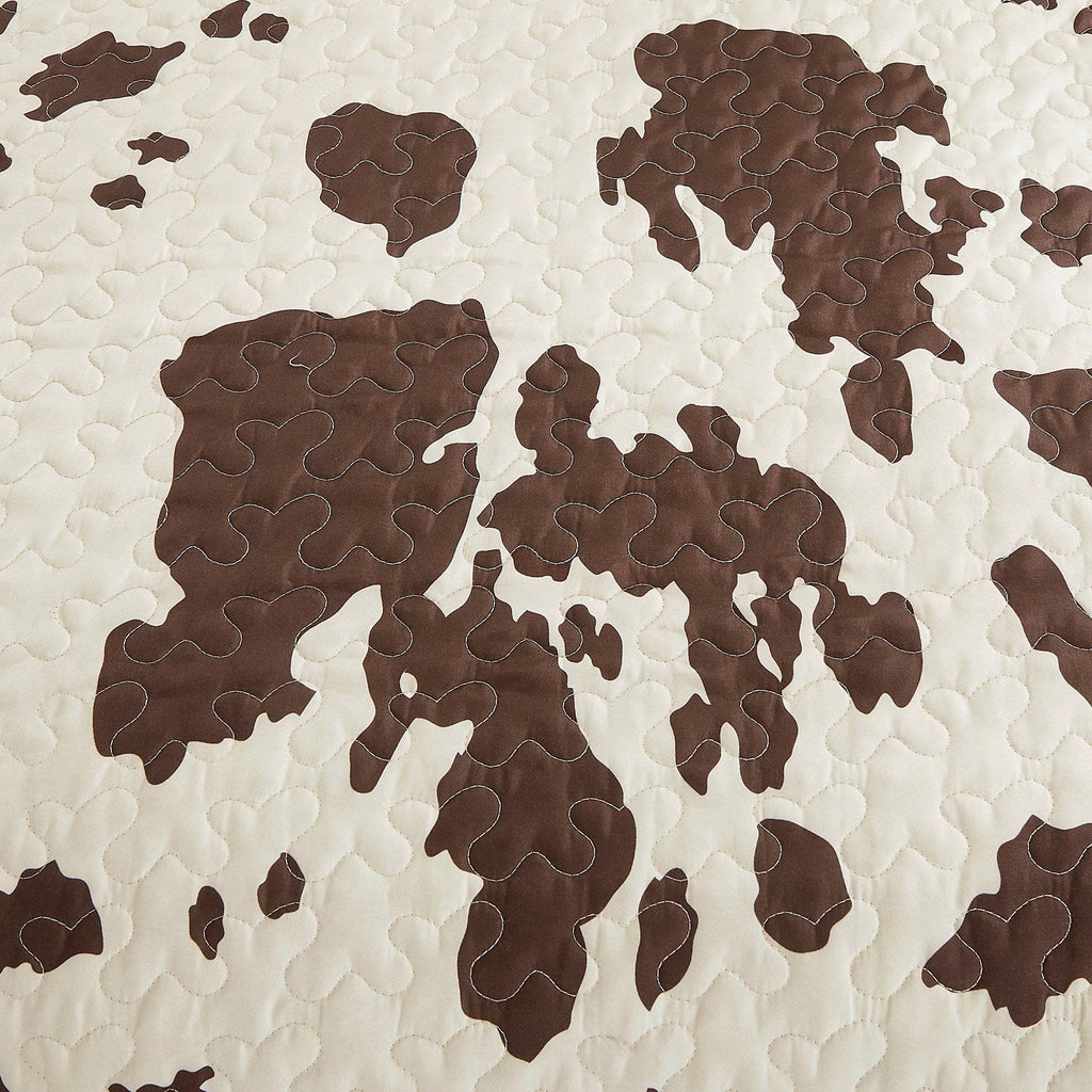 Rustic Cowhide Brown Cow Skull Quilt Set - 4 Piece Set