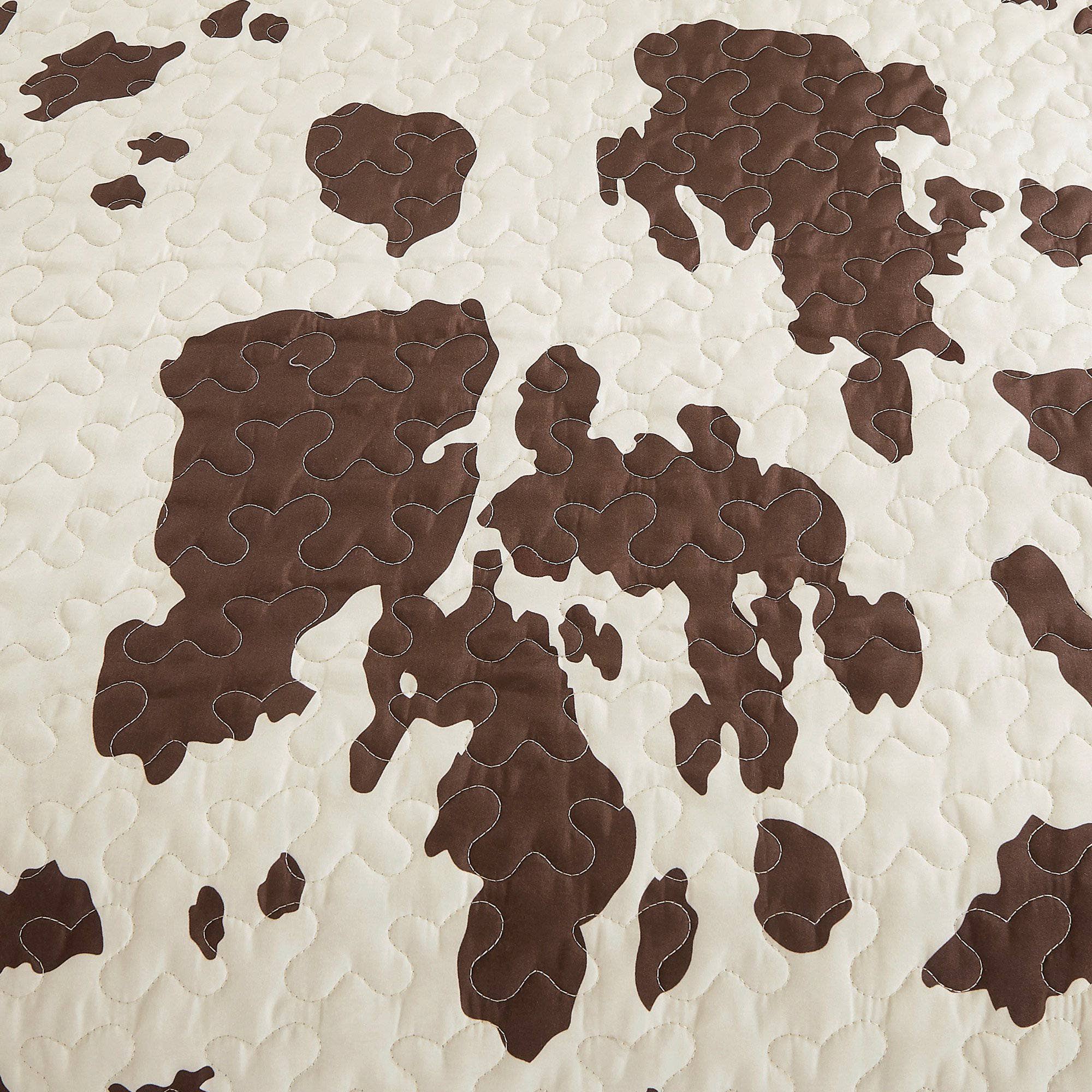 Rustic Cowhide Brown Cow Skull Quilt Set - 4 Piece Set