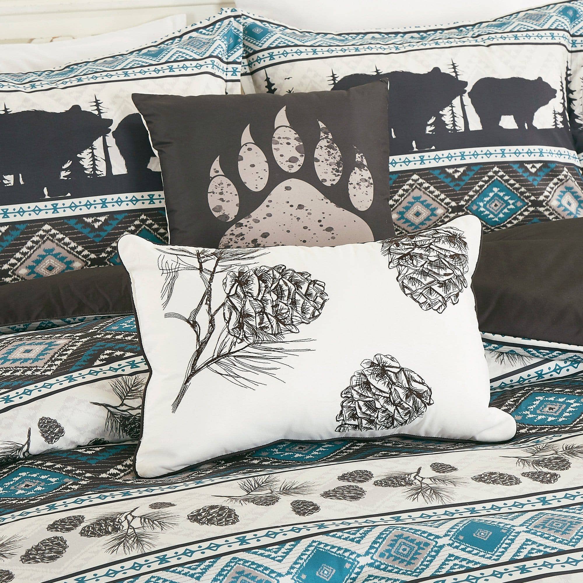 Big Bear Southwest Turquoise Aztec Comforter - 6 Piece Set