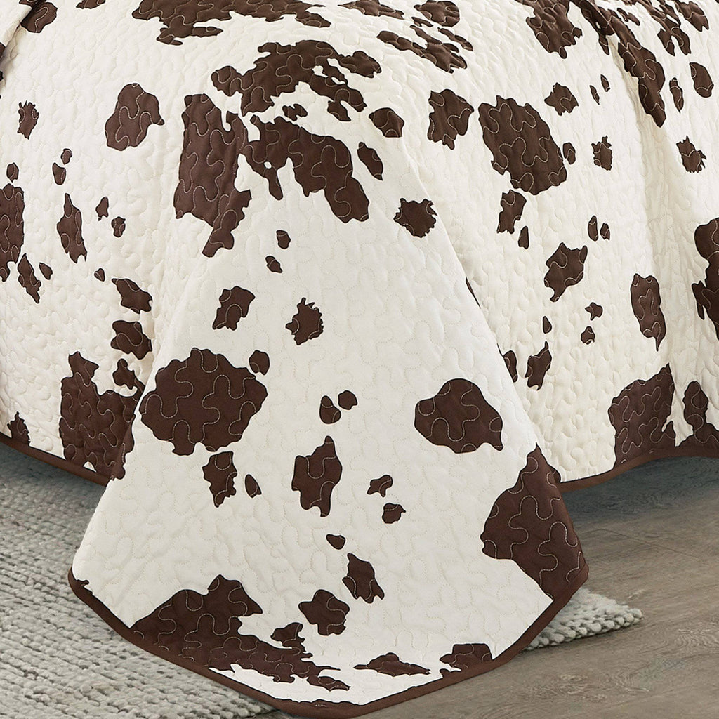 Rustic Cowhide Brown Cow Skull Quilt Set - 4 Piece Set