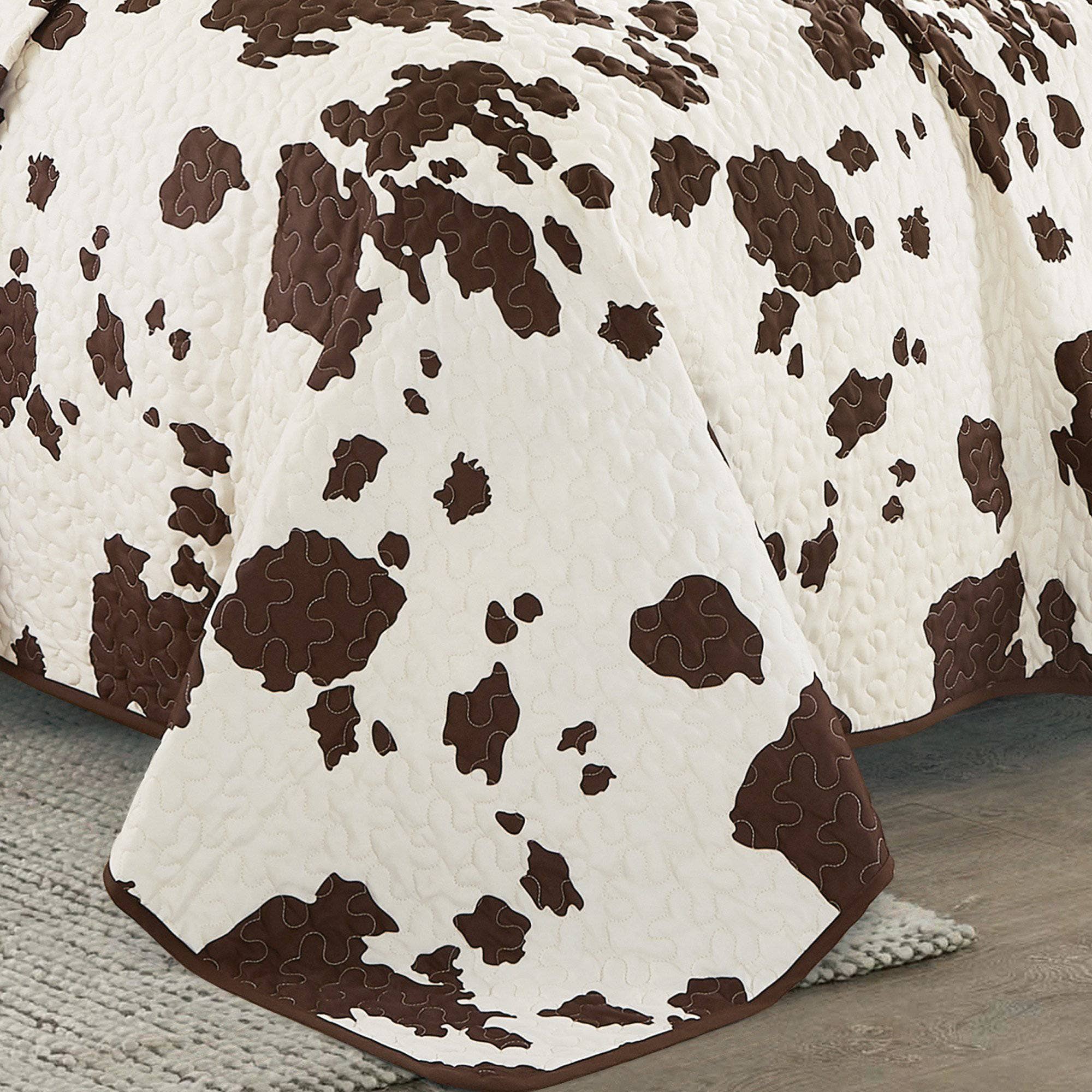 Rustic Cowhide Brown Cow Skull Quilt Set - 4 Piece Set