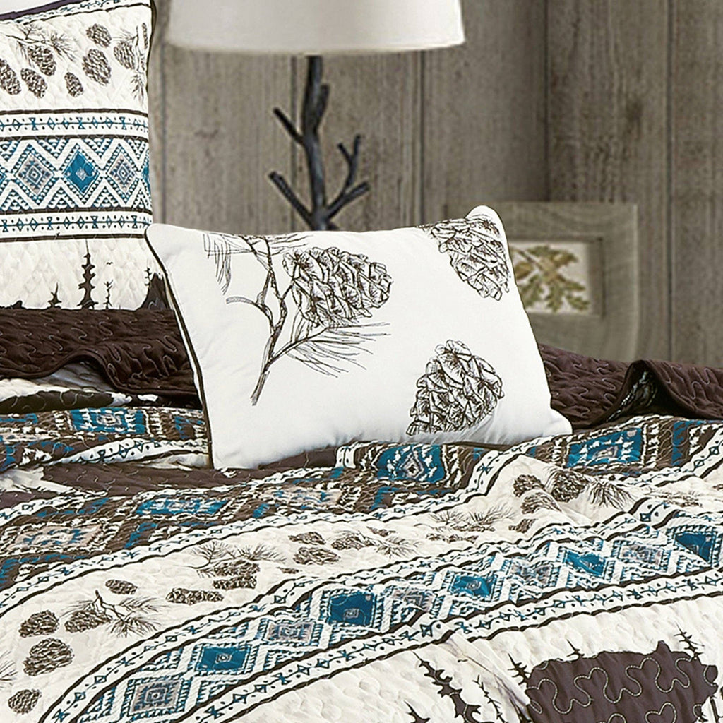 Southwestern Big Bear Aztec Quilt Coverlet - 5 Piece Set