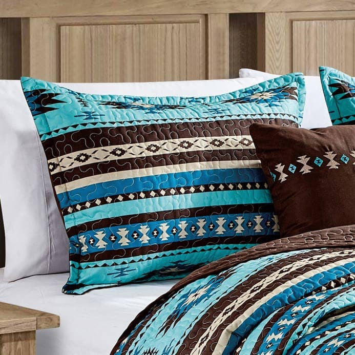 Southwest Turquoise Aztec Quilt - 5 Piece Set