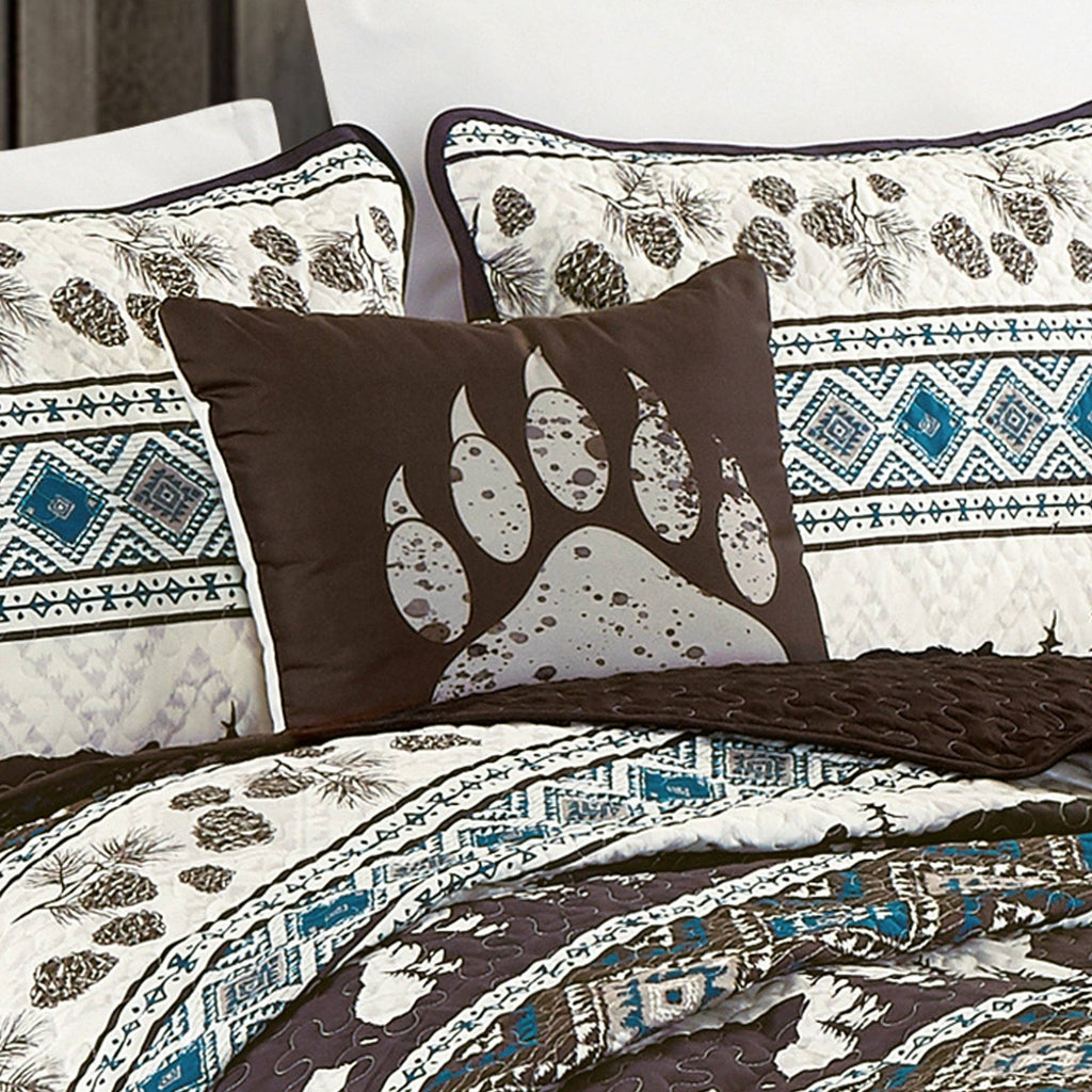 Southwestern Big Bear Aztec Quilt Coverlet - 5 Piece Set