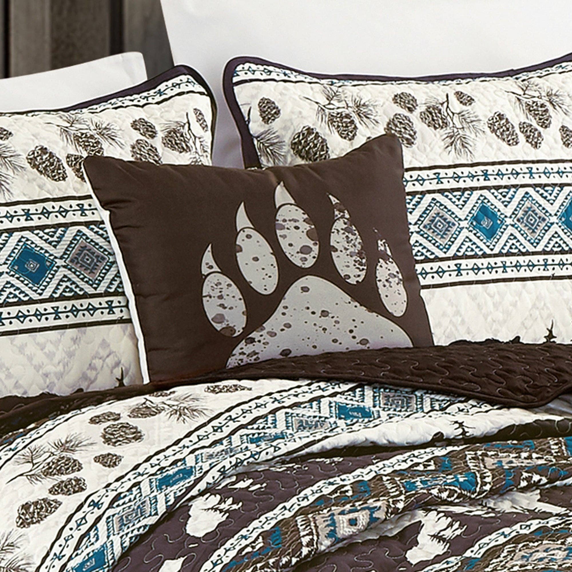 Southwestern Big Bear Aztec Quilt Coverlet - 5 Piece Set