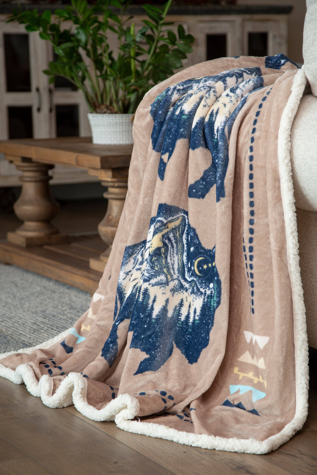 Three Buffalo Plush Throw