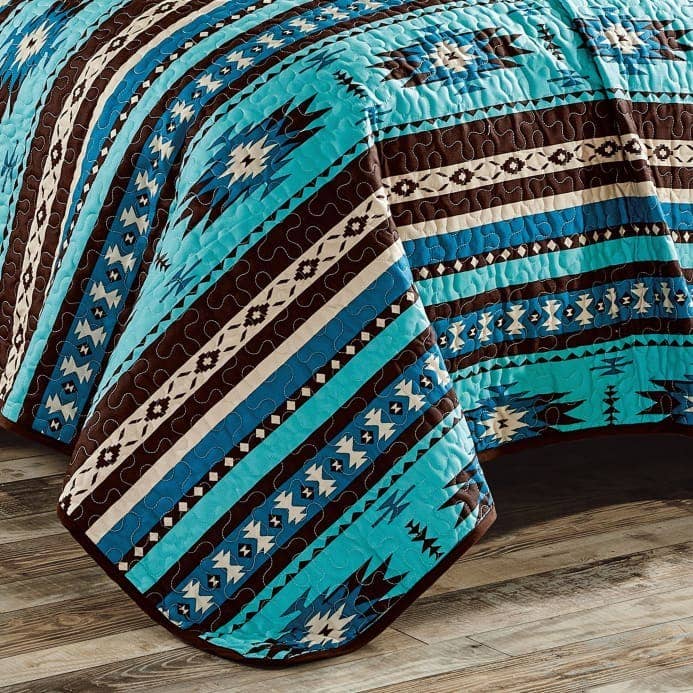 Southwest Turquoise Aztec Quilt - 5 Piece Set