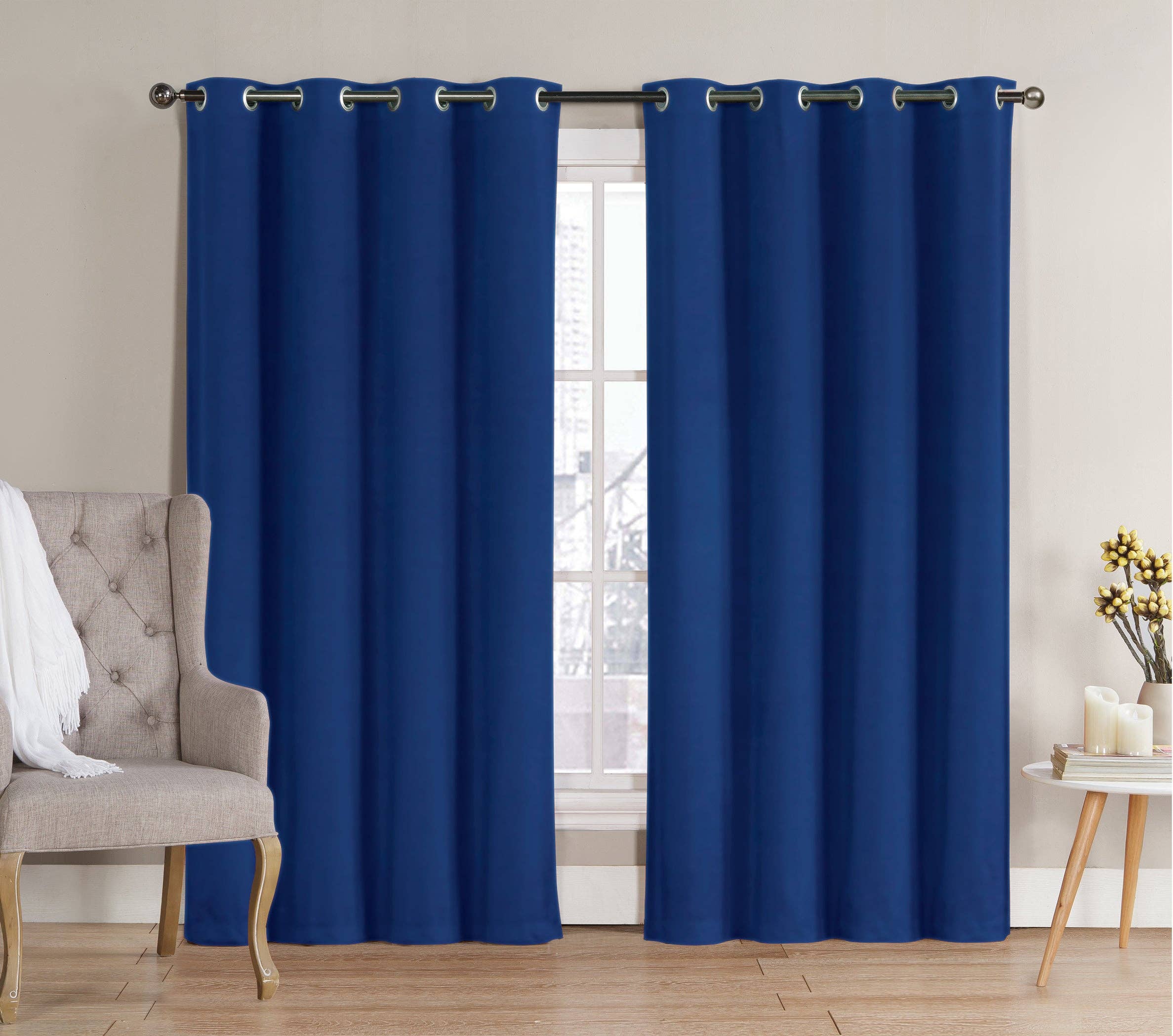 Solid Grommet Top Thermal Insulated Blackout Window Curtain