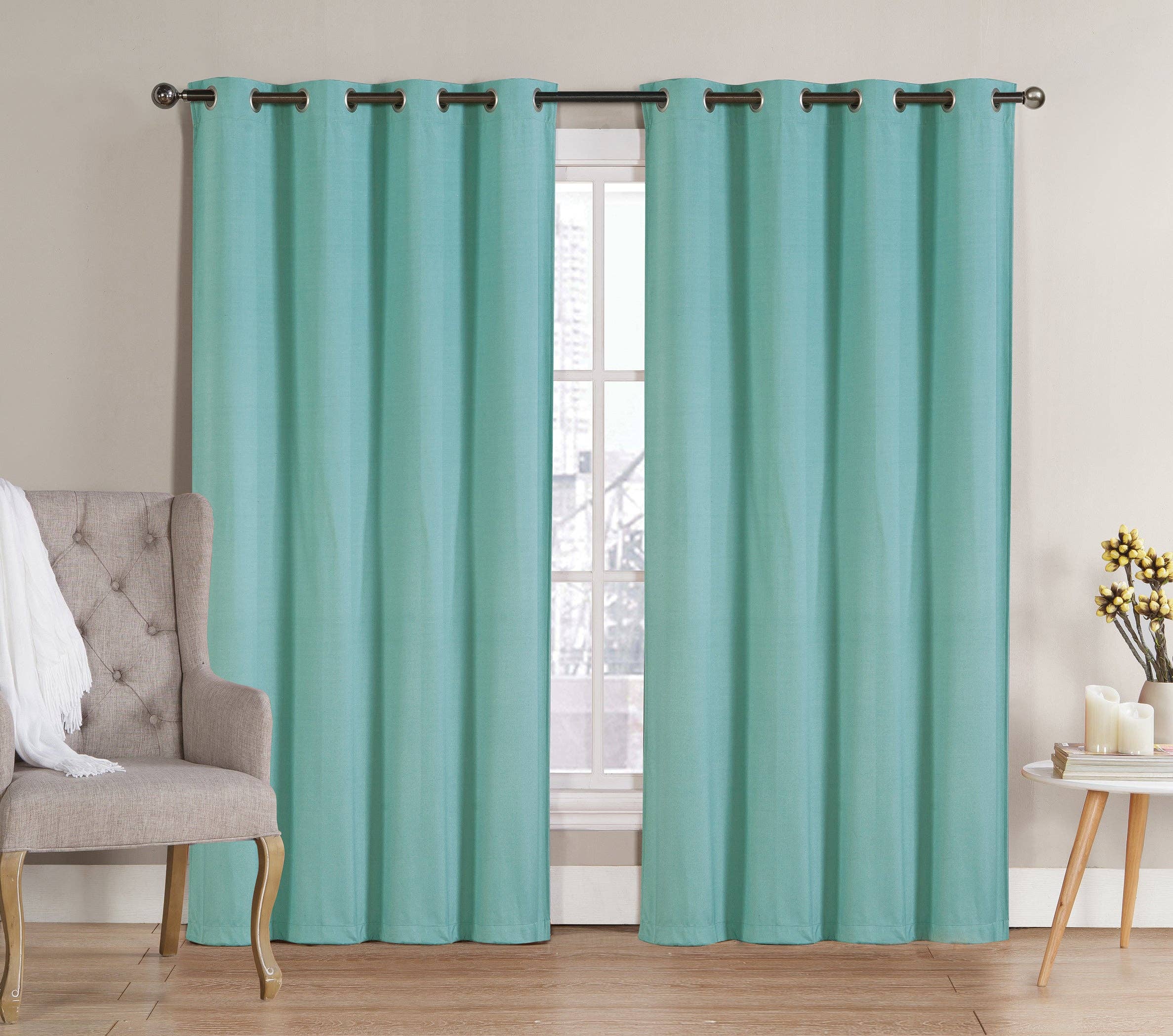 Solid Grommet Top Thermal Insulated Blackout Window Curtain