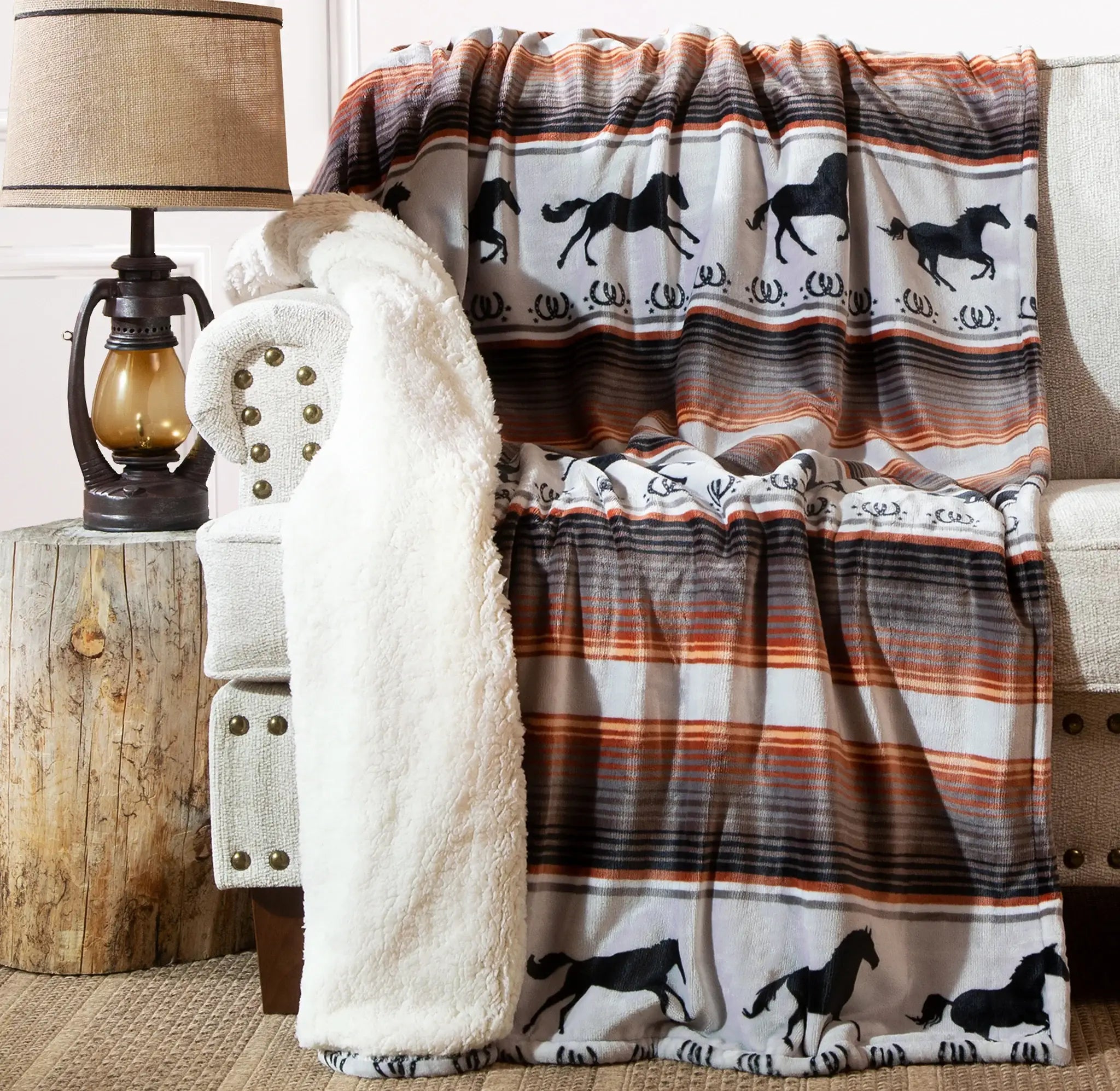 Running on the Range Plush Sherpa Throw