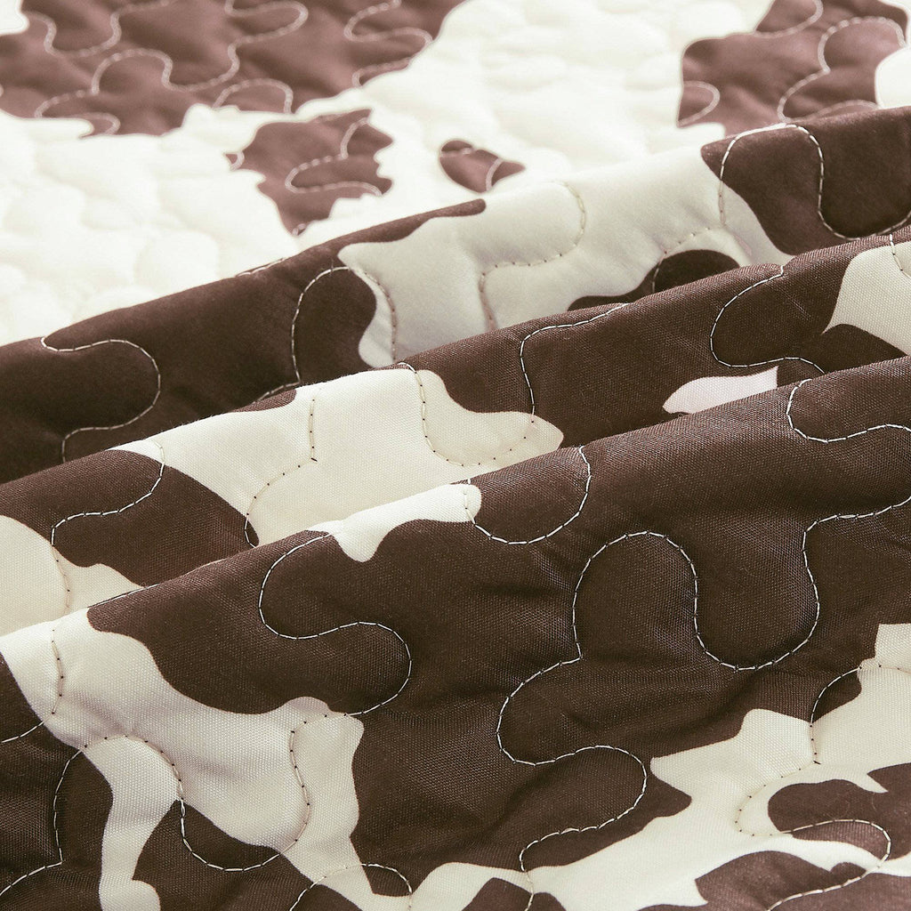 Rustic Cowhide Brown Cow Skull Quilt Set - 4 Piece Set