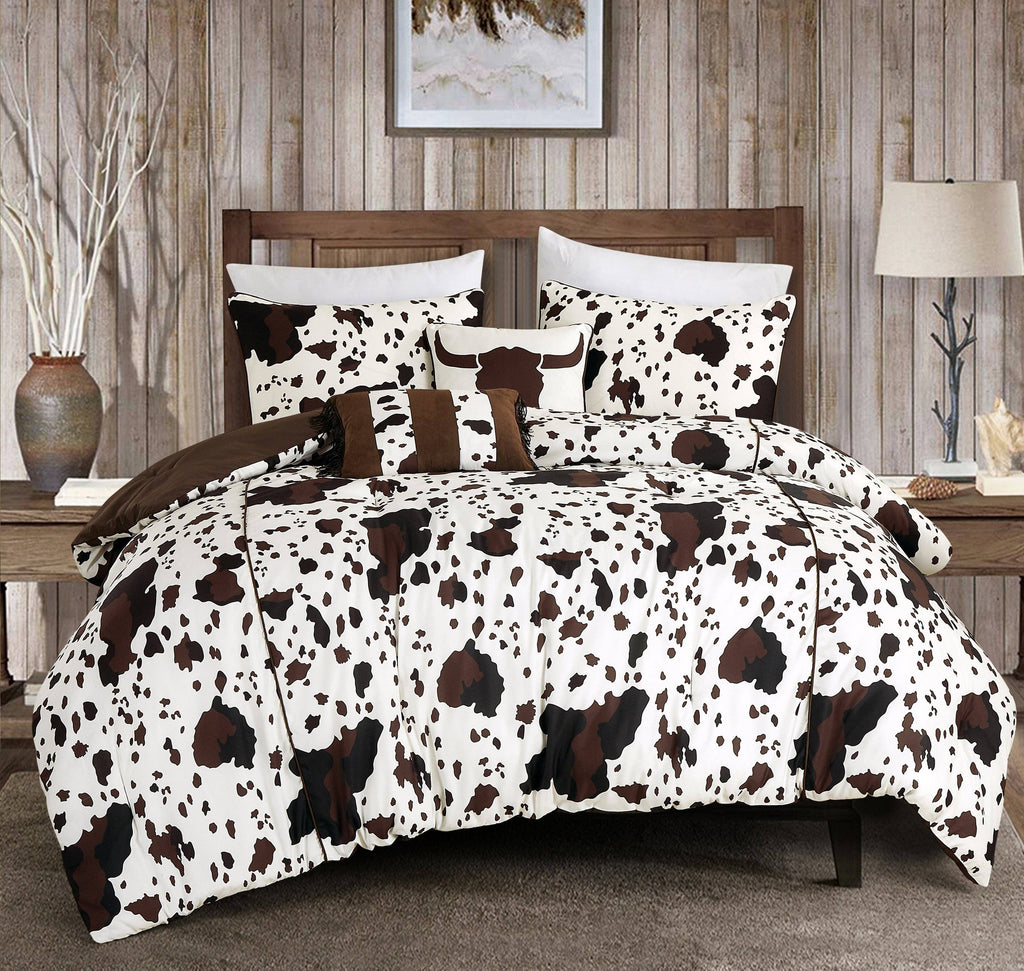 Rustic Cowhide Lodge Comforter Set - 5 Piece Set