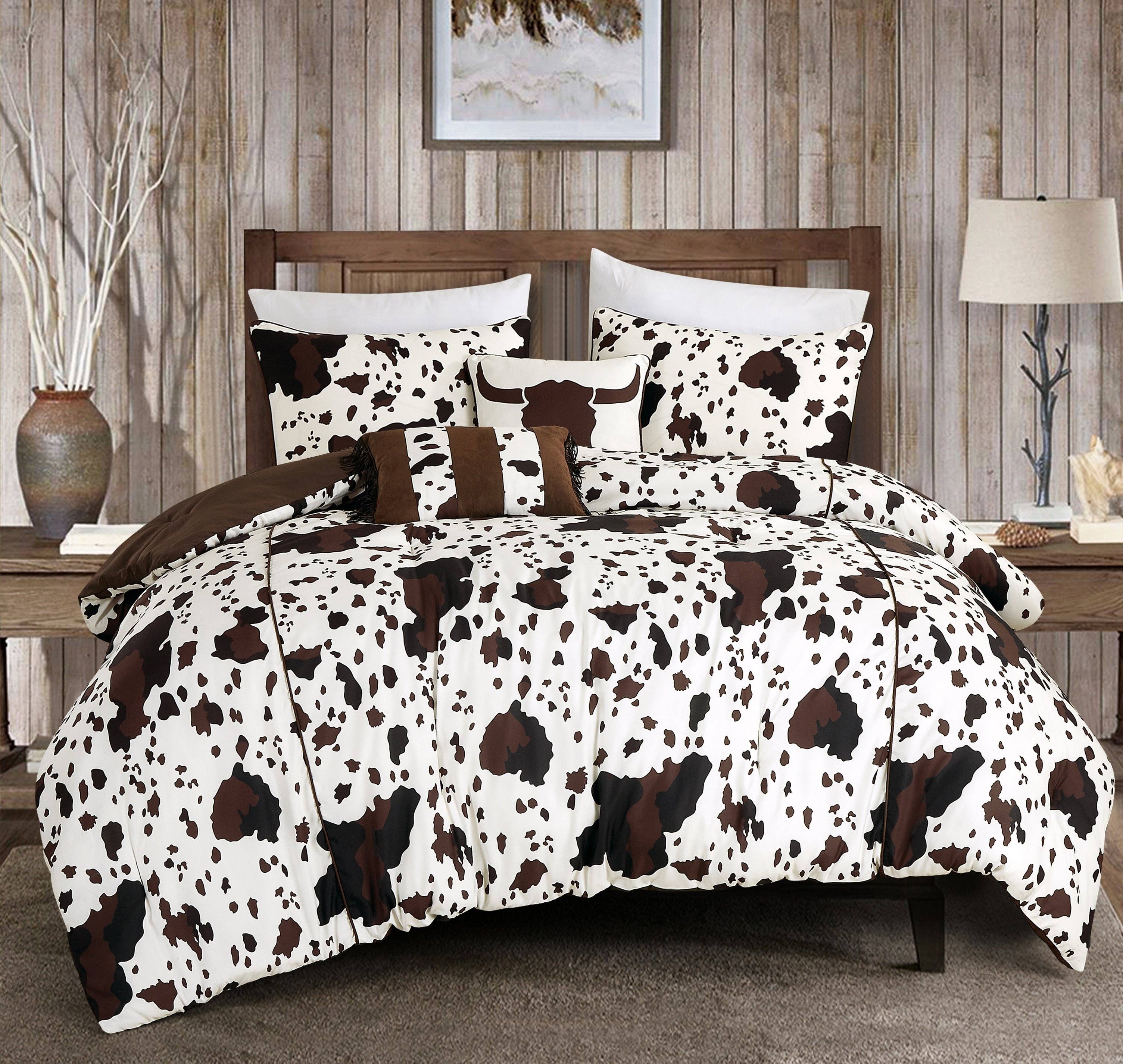 Rustic Cowhide Lodge Comforter Set - 5 Piece Set