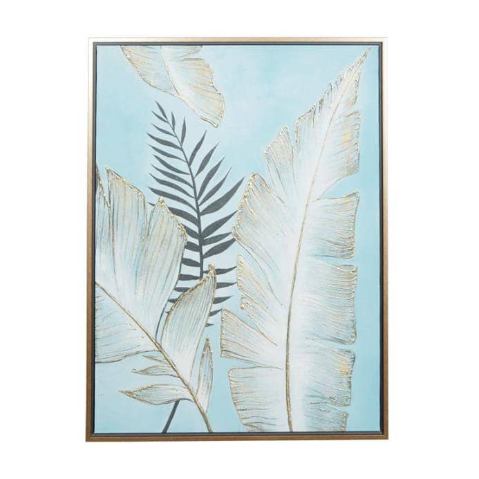 LEAF TROPICAL FRAMED CANVAS WITH GOLD FRAME