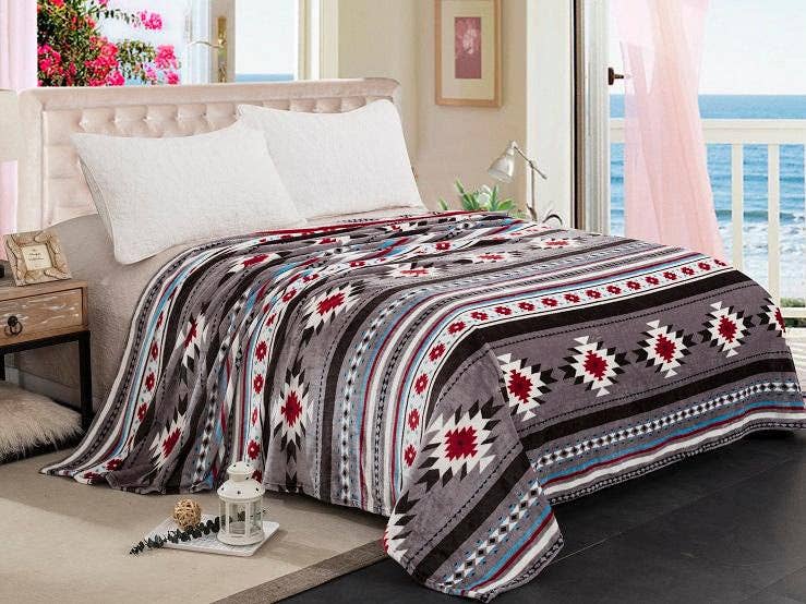 Southwest Aztec Fleece Blanket - Queen Size