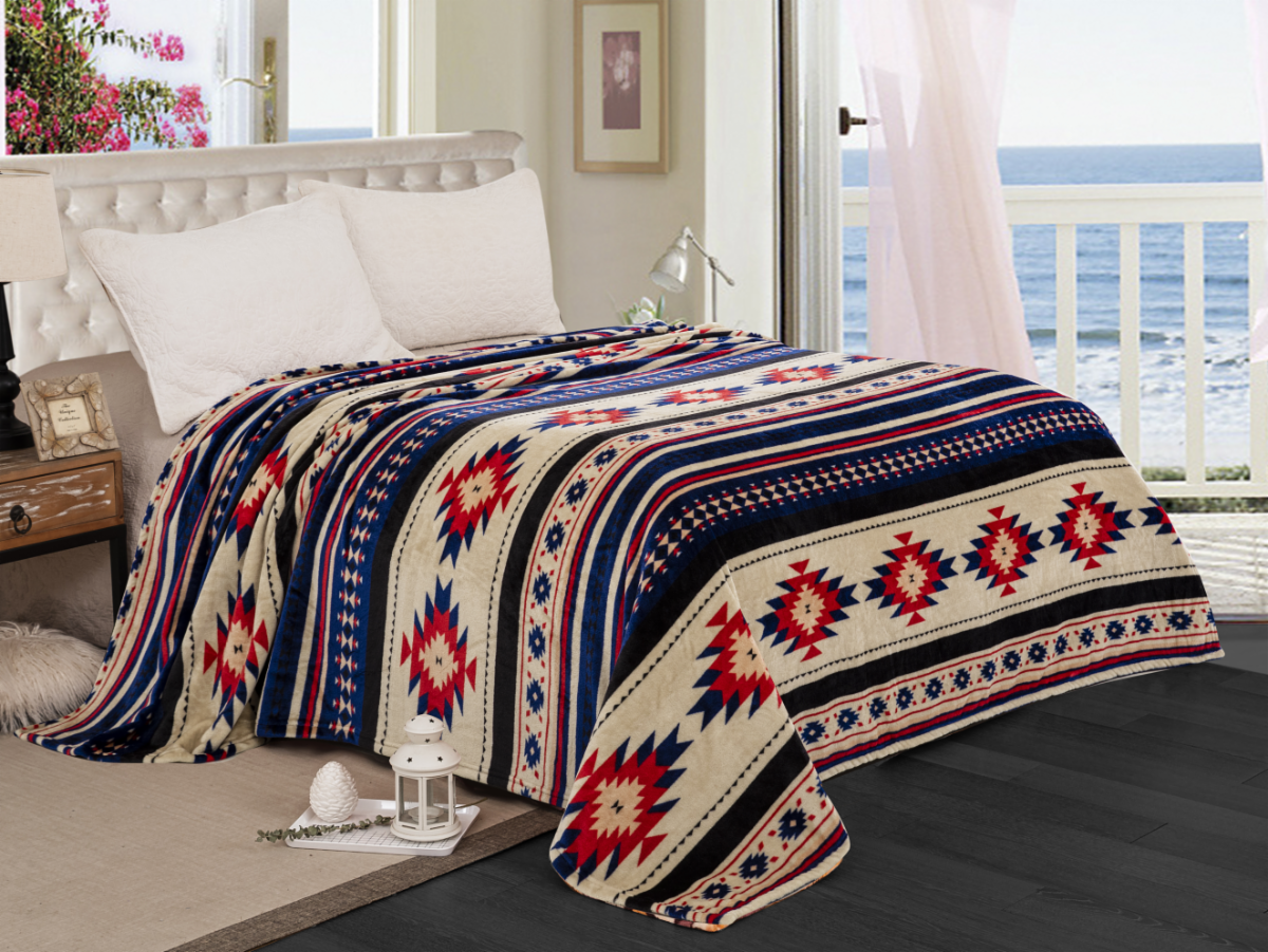 Southwest Aztec Fleece Blanket - Queen Size