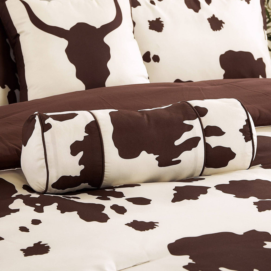 Rustic Cowhide Brown Cow Skull Comforter Set - 6 Piece Set