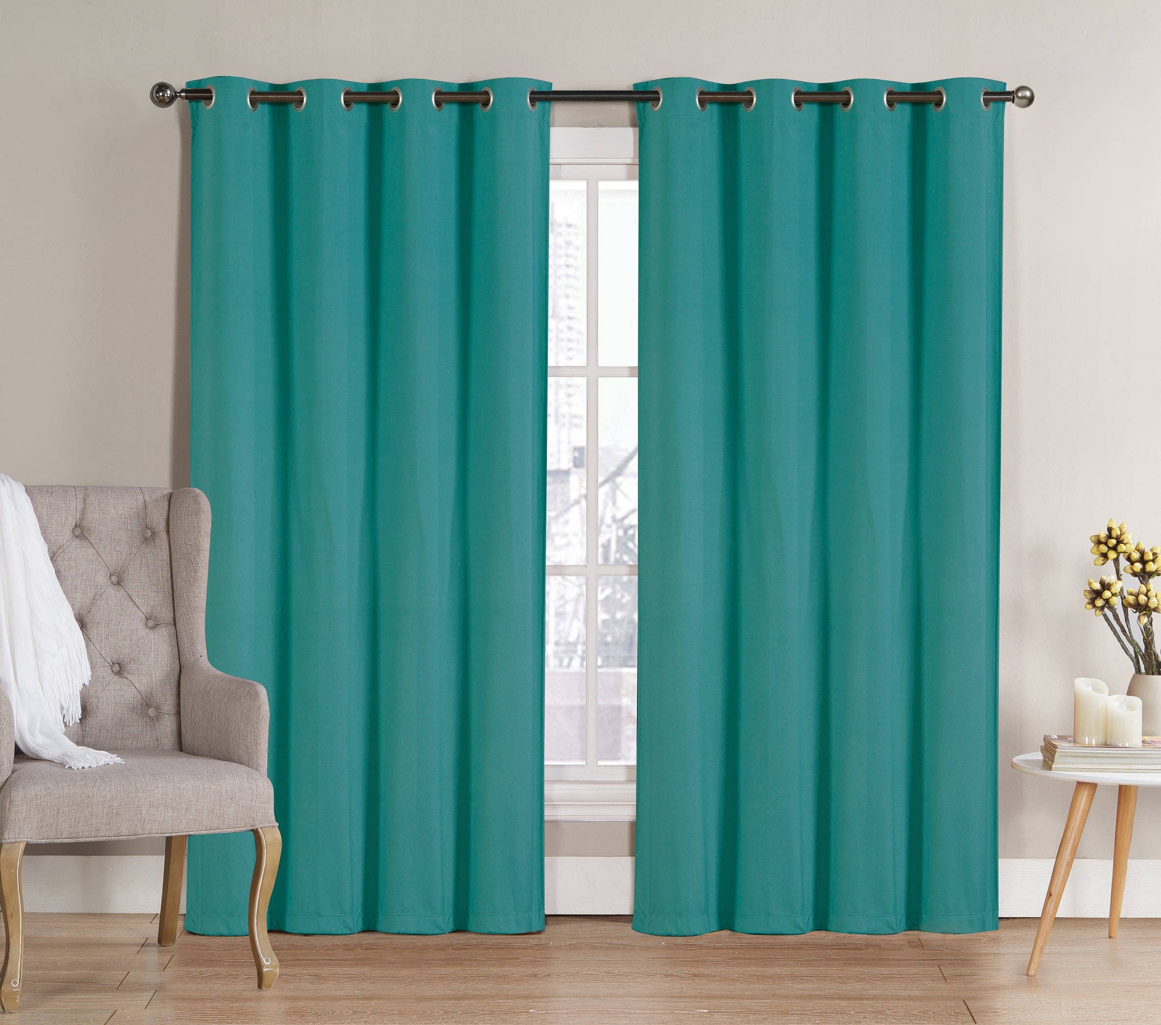 Solid Grommet Top Thermal Insulated Blackout Window Curtain