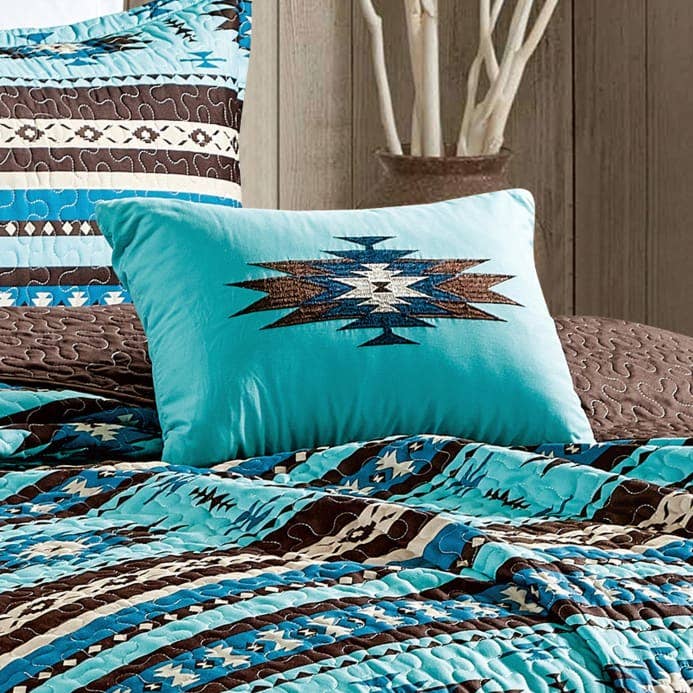 Southwest Turquoise Aztec Quilt - 5 Piece Set